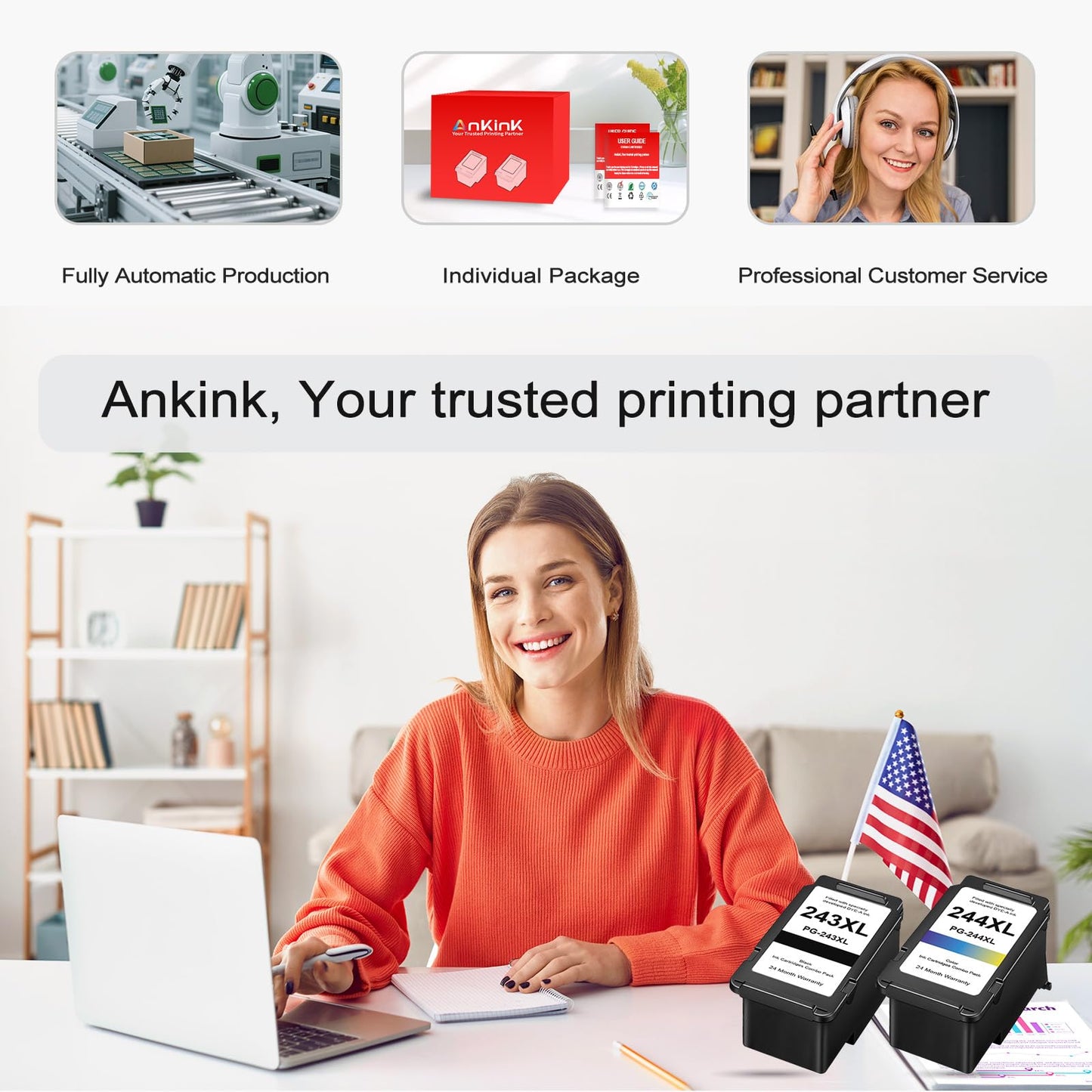 240XL 241XL Ink Cartridge Replacement for Canon Ink 240 241 PG-240 CL-241 XL Cartridges for MG3600 MG3620 TS5120 TS5100 MG3220 MG3520 MG2120 MX452 MX512 MX532 (Black Tricolor,2-Pack)