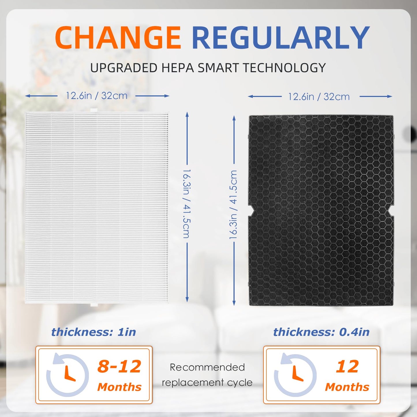 116130 HEPA Replacement Filter H for Winix 5500-2 Am80 Plasmawave Air Purifier,H13 True HEPA High-Efficiency Activated Carbon Filter,2 Combo Set