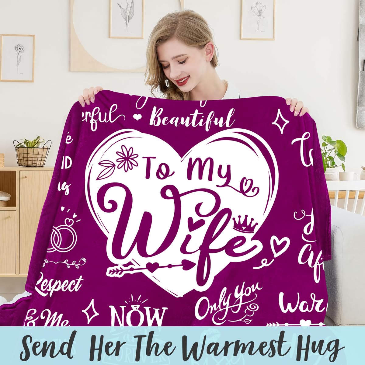 Warmstorey To My Wife Fleece Wearable Blanket Hoodie - Wifey Gift From Husband - Anniversary Birthday Mothers Day Gift Ideas For Wife