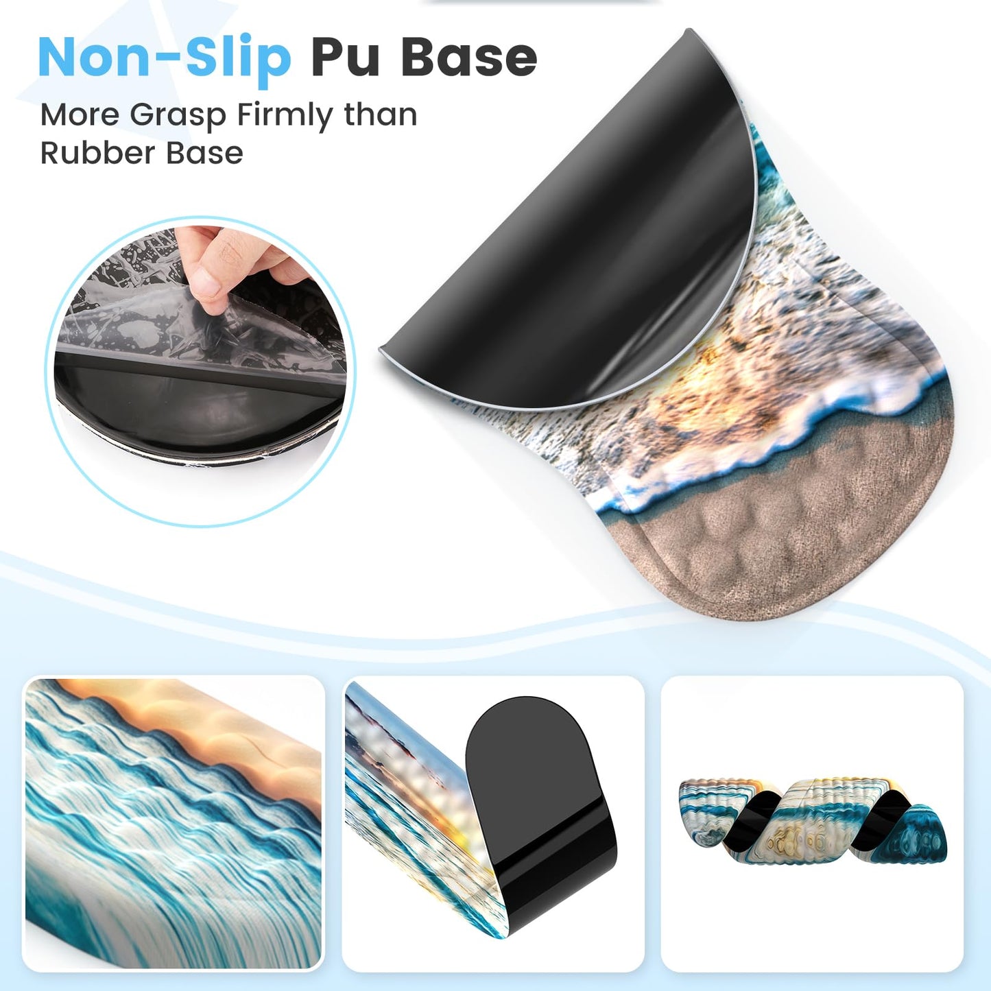 HAOCOO Ergonomic Mouse Pad with Wrist Rest and Keyboard Wrist Rest Pad, Wrist Rest for Computer Keyboard and Mouse Pad Cushion Set, Typing Mousepad with Wrist Support for Office Laptop, Beach