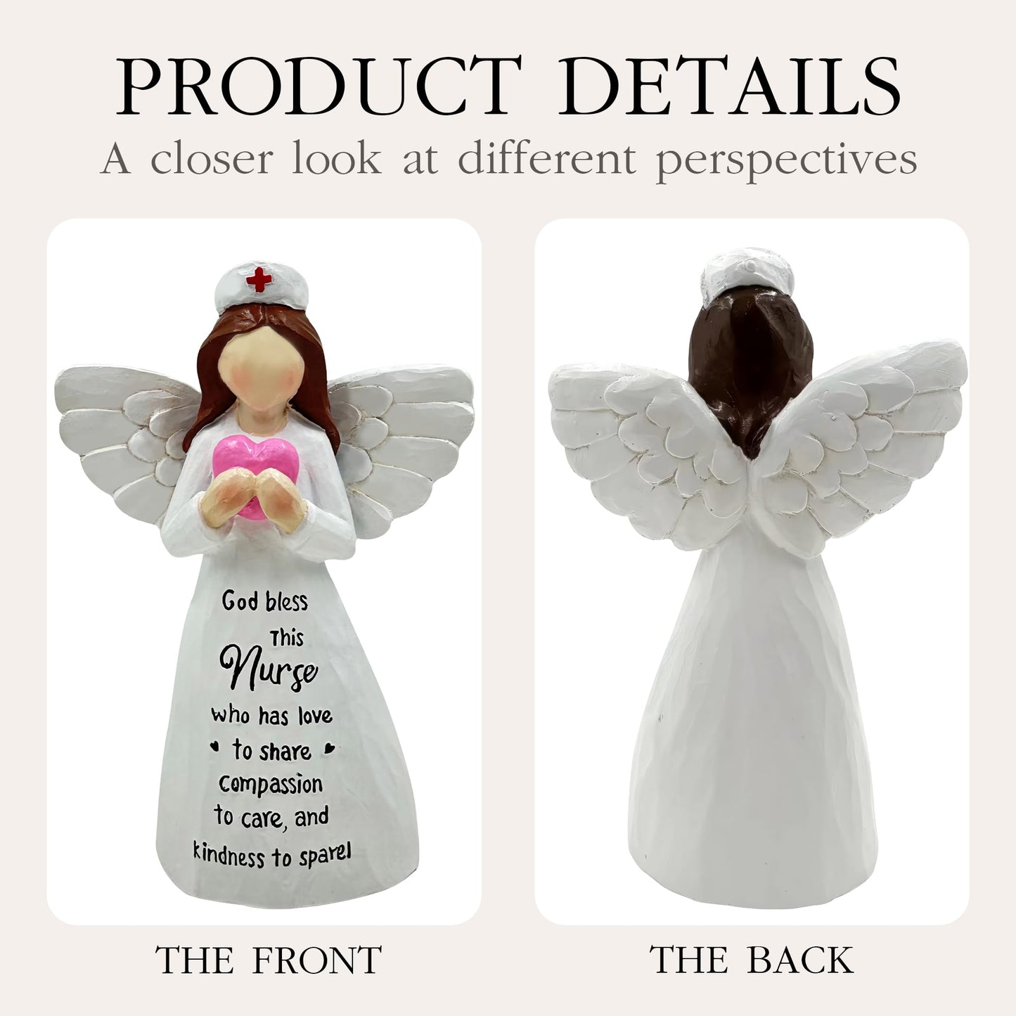 Bozspacer Nurses Gifts - Hand-Painted Nurse Angle Figurine for Women, Nurse Practitioner, RN, Healthcare Workers - Graduation and Medical Graduates Resin Doll - 5.9 Inches Decor for Christmas