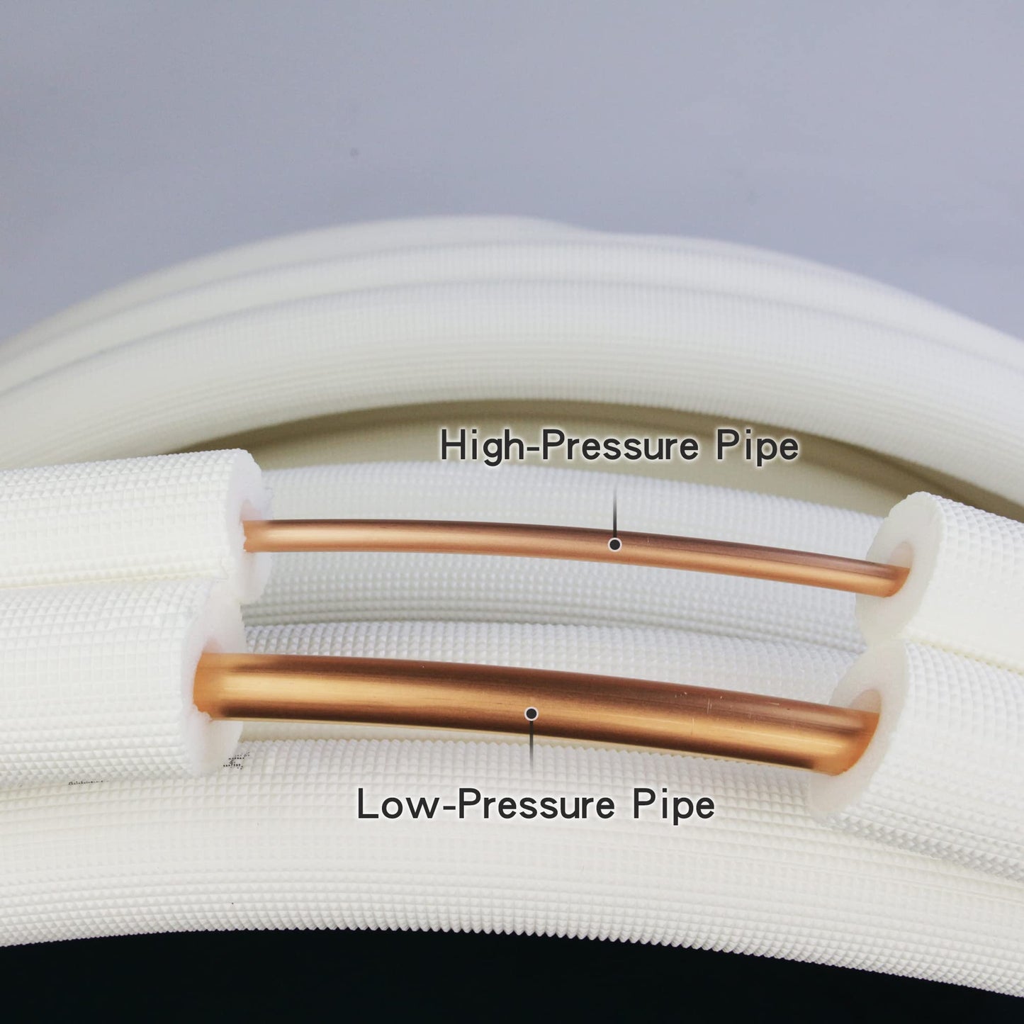16ft Length Mini Split Line Set,1/4" 5/8" OD Copper Pipes Tubing and 3/8 White PE Thickened Insulated Coil with Flared Nuts for Mini Split Air Conditioner HVAC or Heat Pump System. (16Ft(1/4+5/8))