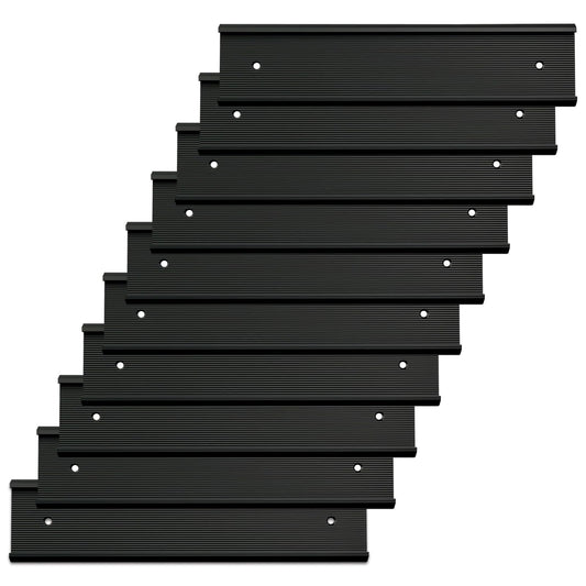 10 Pack 2” x 10” Aluminum Name Plate Holders for Door or Wall, Office Wall Mount Name Plate Holder with Textured Design and Double Sided Tape, for Office, Business, Meeting Room (Black)