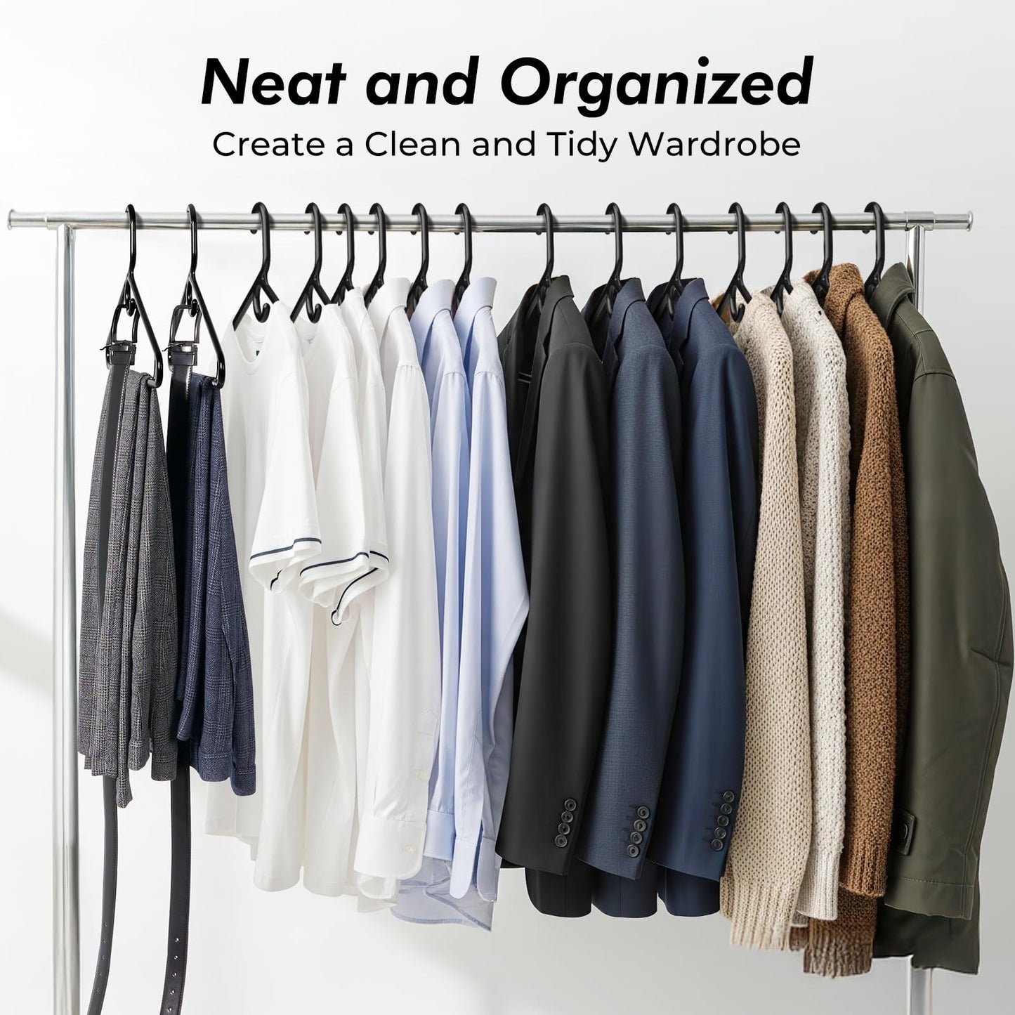 HOUSE DAY Premium Heavy Duty Plastic Hangers 24 Pack - Ultra Thick Black Clothes Hangers - 20 lb Capacity - Sturdy Hangers for Coats, Jackets, Suits & Jeans - Closet Organizer for Dorm, Apartment