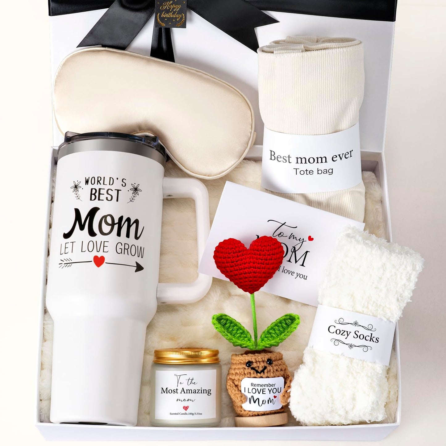 Birthday Gifts for Mom – Luxury Gifts Box Birthday with Candle and Tumbler, Happy Birthday Gift Basket for Women, Perfect Mom Birthday Gifts from Daughter or Son
