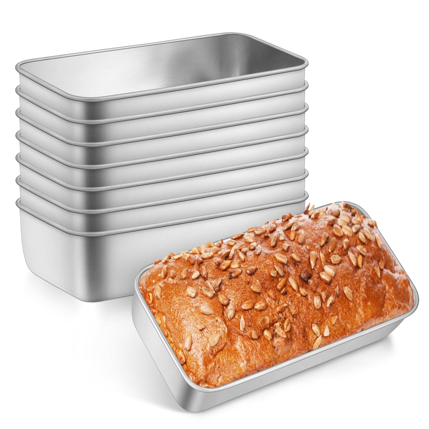 Leonyo 8 Pack 9x5IN Loaf Pans for Baking Bread, 9x5IN Stainless Steel Bread Loaf Pans Set for Homemade Meatloaf, Bananas, Brownies, Lasagnas, Dishwasher Oven Safe