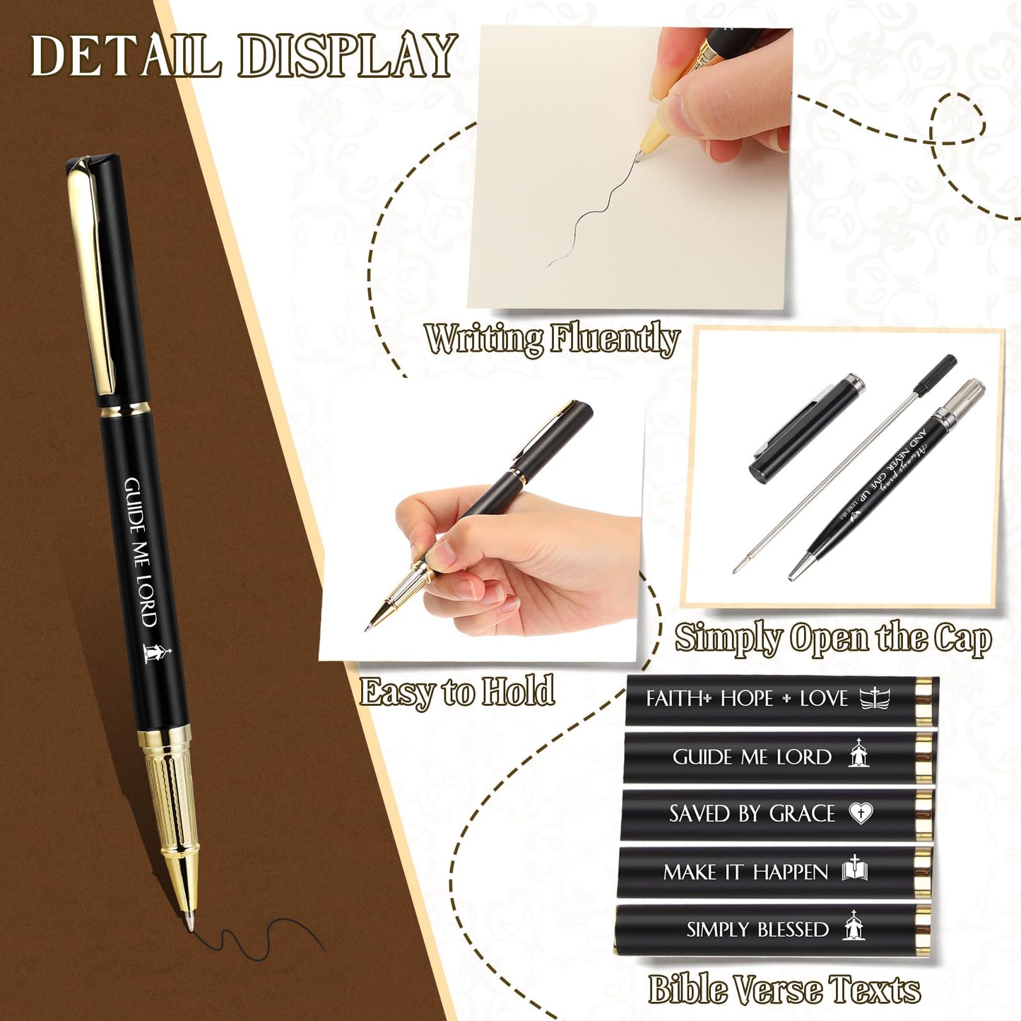 Qeeenar 30 Sets Christian Gifts for Fathers Bible Verse Pen with Boxes Inspirational Black Ink Ballpoint Pen Religious Gift for Men Father's Day Church Clergy Pastor Teacher