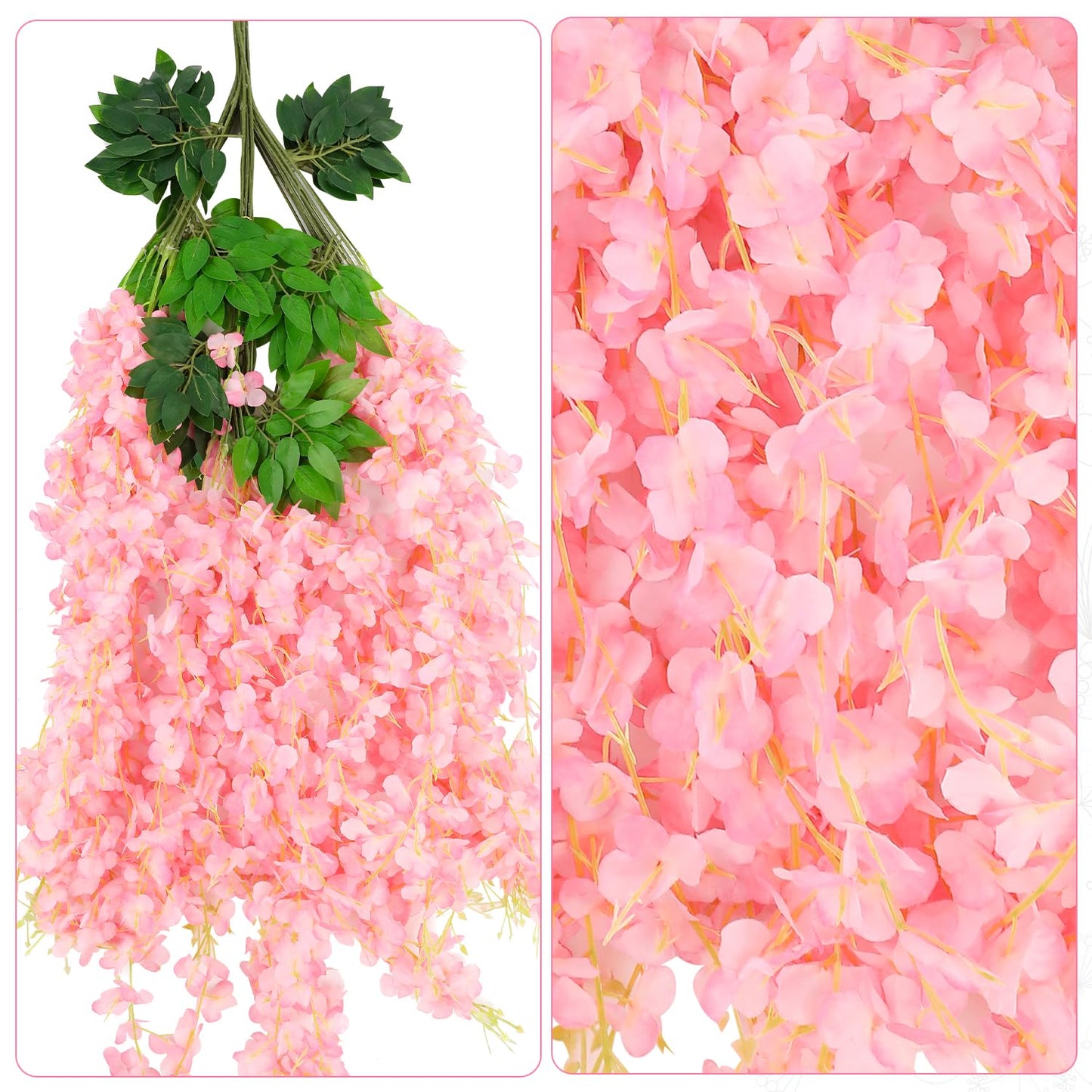 Alotiki Wisteria Hanging Flowers,36 Pack Fake Hanging Flowers Wisteria Artificiales Garland for Home Wedding Arch Floral Party Garden Ceremony Outdoor Decor,3.6 Feet Long(36,Pink)