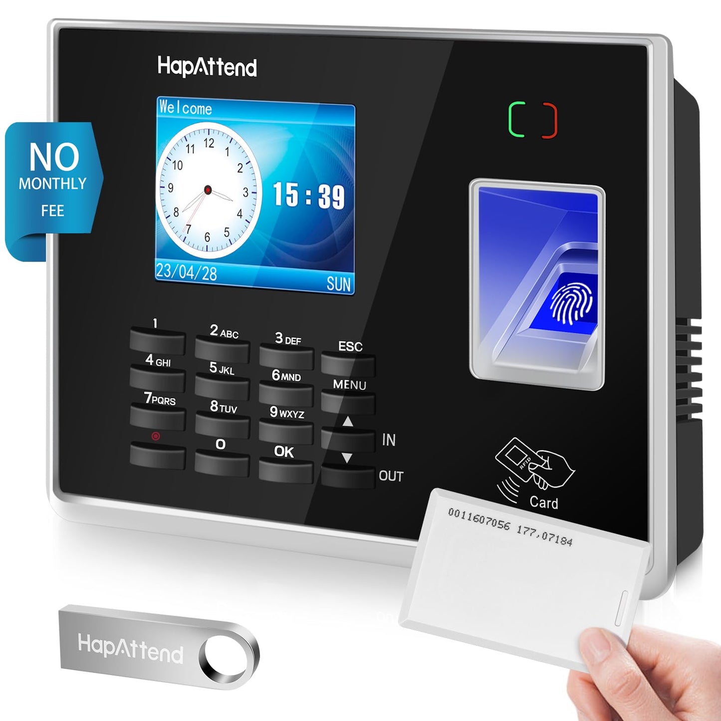 HapAttend RFID Cards Compatible with Time Clock H1 H2 H3-125KHz RFID Proximity Employee Thick Badges Cards for Time Clock MB1, MB2, TC1, TC2, TC7 (10 Pack)