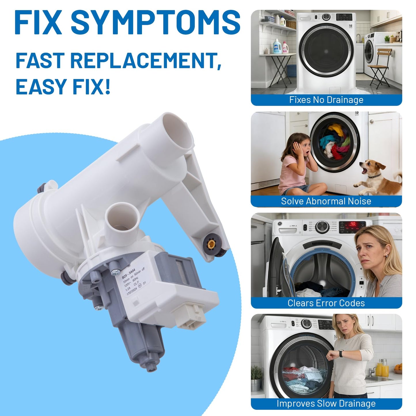 GFW850SPN2RS GFW550SSN0WW GFW650SSN2WW GFW850SPN0RS GFW550SSN2WW Washer Drain Pump and Filter for GE Washer, WH11X39237 Drain Pump Replacement for GE Washer Parts GFW550SSN1WW GFW650SSN0WW