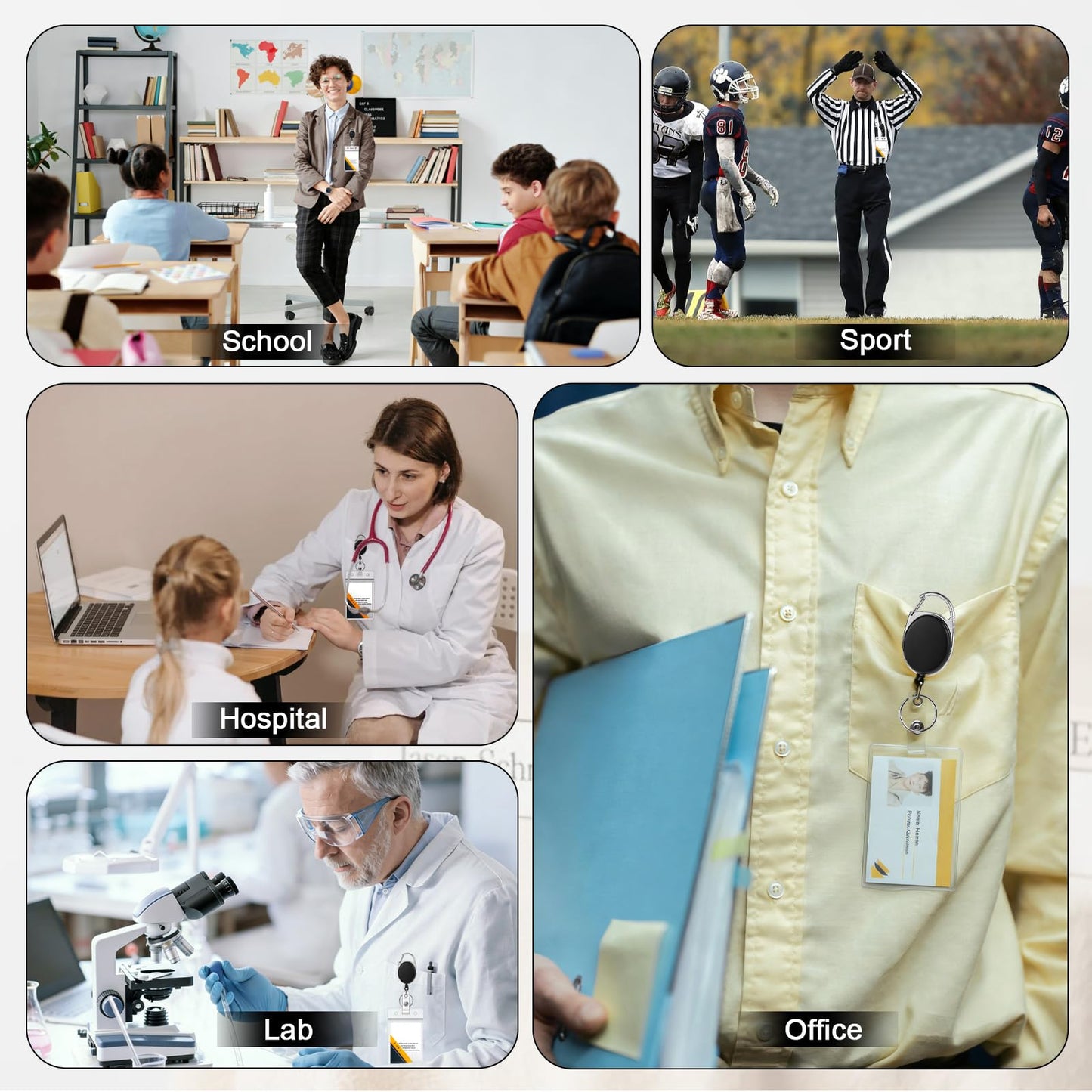 100 Pcs Id Badge Holder Retractable Clip, Heavy Duty Retractable Keychain Badge Reel with Id Holder for Nurse Office Work Employee School Supplies