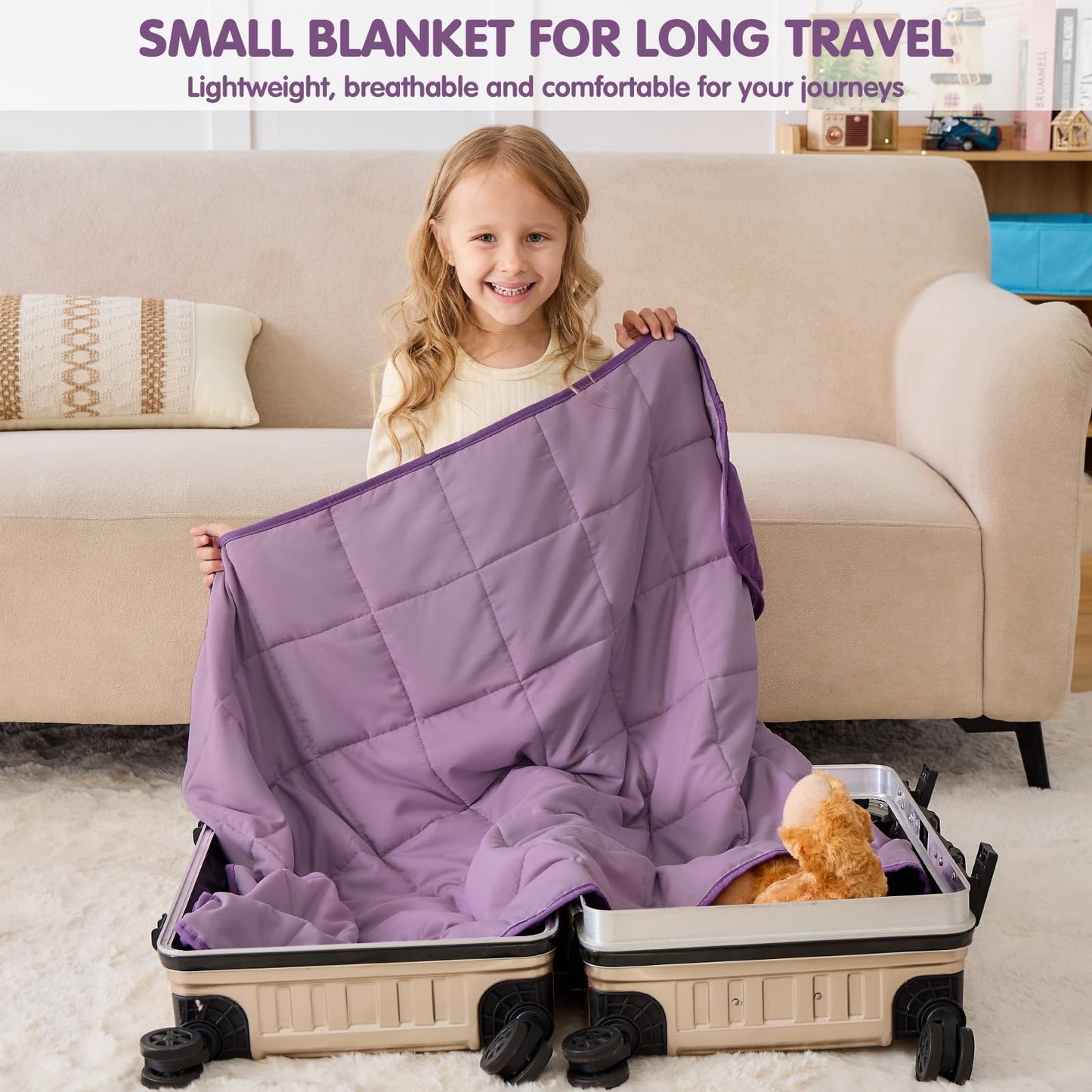 yescool Purple Weighted Blanket 5 Pounds Cooling Weighted Lap Blanket, Heavy Blanket for Sleeping, Weighted Throw Blanket Gifts for 40-60lbs, 36"x48"