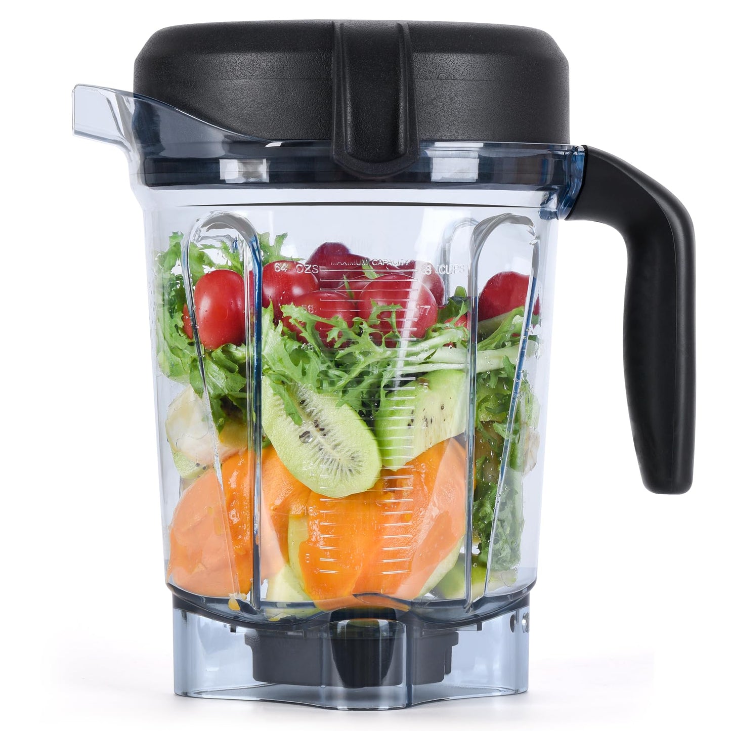 Blender Pitcher 64oz Low-Profile, Replacement Pitcher Container Jar Cup Compatible with 750, 5200, 5000, 6300, 7500, 7800, Vm0102, Vm0103, Vm0197, E310 Classic/Explorian/Commercial Series