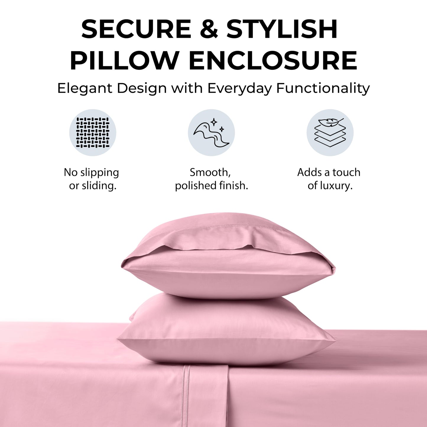 Mayil Manor 100% Natural Cotton Sheets Queen Size Bed Set | 500 TC Single-Ply Sateen Weave | Soft, Breathable, Hypoallergenic Solid 4-Piece Bedding with Deep Pocket Fitted, Flat, Pillowcase | Blush