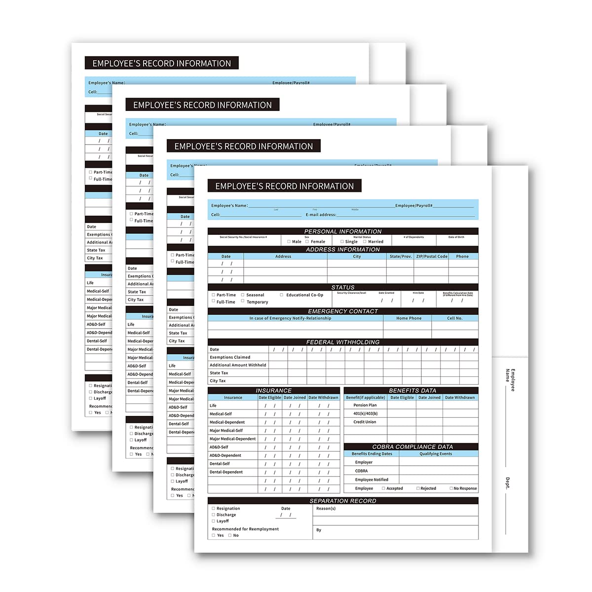 FENTASY Employee Record Folders - Confidential, High-Capacity, and Durable - Preprinted Pack of 25