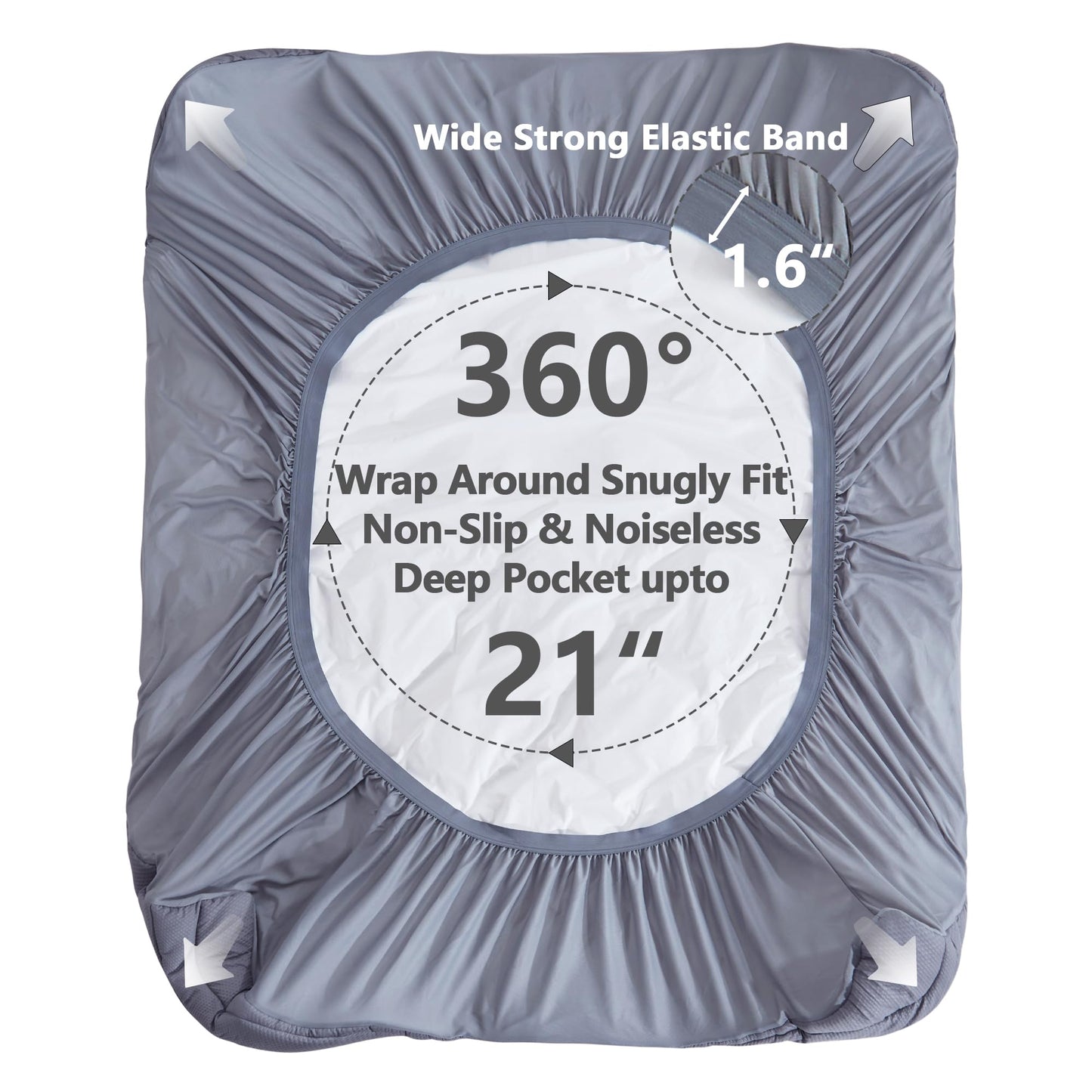 ELVEN HOME Queen Size Mattress Pad Waterproof, Pillow Top Cooling Mattress Topper Cover, Quilted Fitted Mattress Protector Washable, Deep Pocket 8-21" (60x80 inch, Grey)