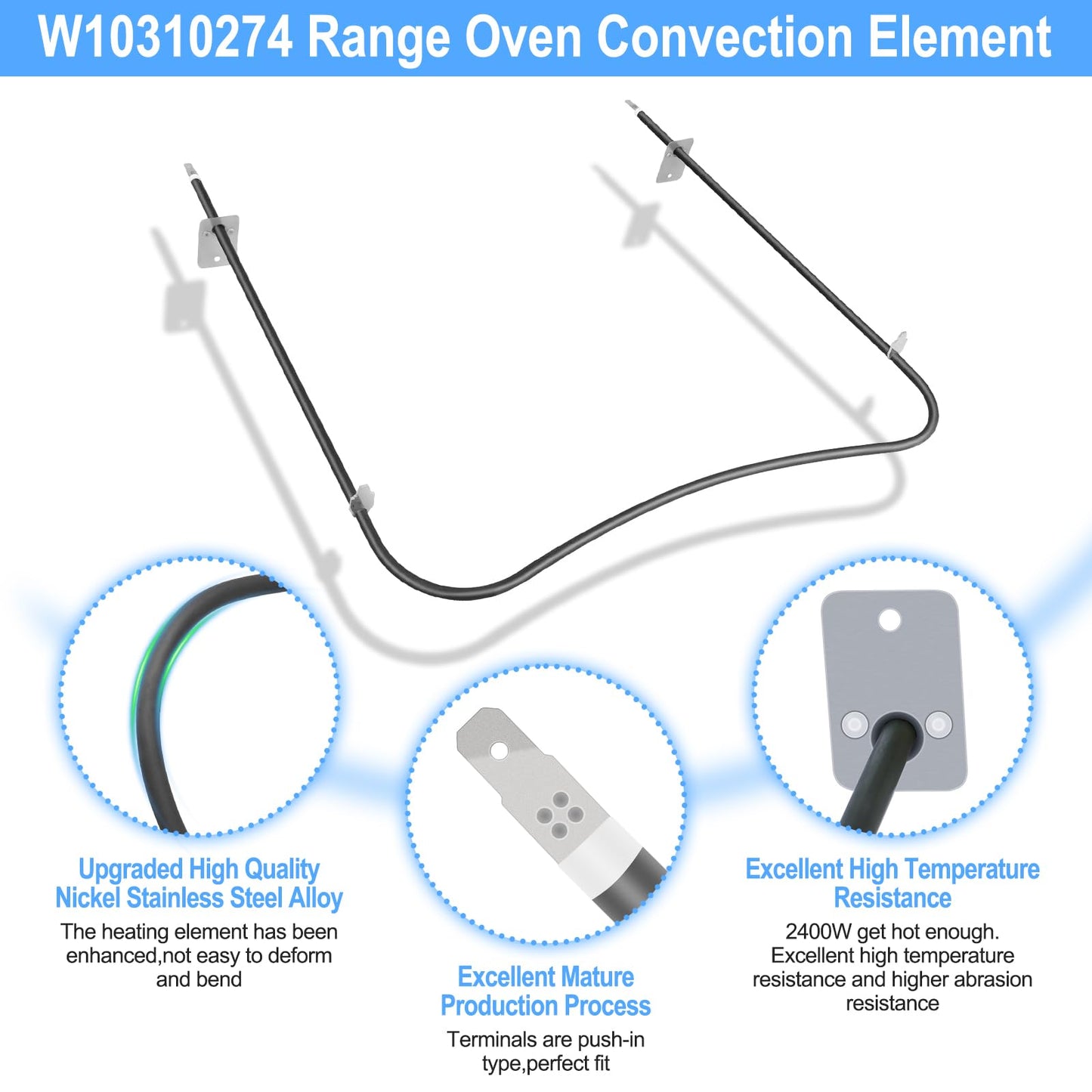 UPGRADED W10310274 Oven Bake Element Compatible with Whirlpool Maytag Jenn-Air Amana Range Ovens Parts,WPW10310274 Oven Lower Bake Element Replacement 1863288 74010883 7406P439-60 Heating Element