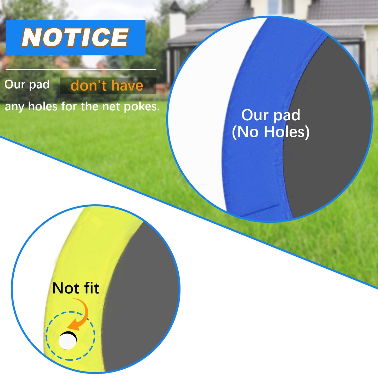 14 ft Trampoline pad Replacement, Trampoline Spring Cover, Thickened EPE Foam Tear-Resistant Waterproof Trampoline Safety Pad, No Holes for Pole