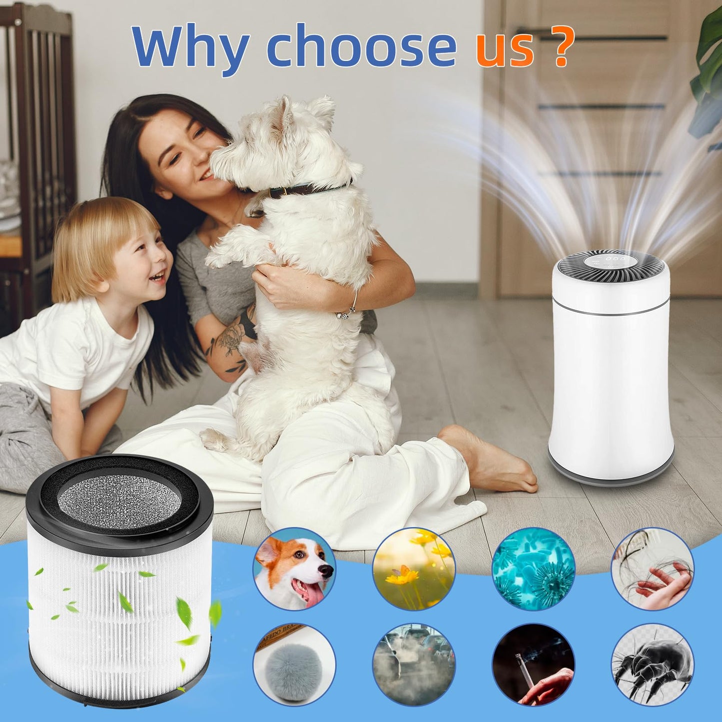 For Silveronyx Air Purifier Replacement Filter KJ150F-C02,5 Speed H13 True HEPA Activated Carbon Filter (Large Room500 sq ft), 2 Pack
