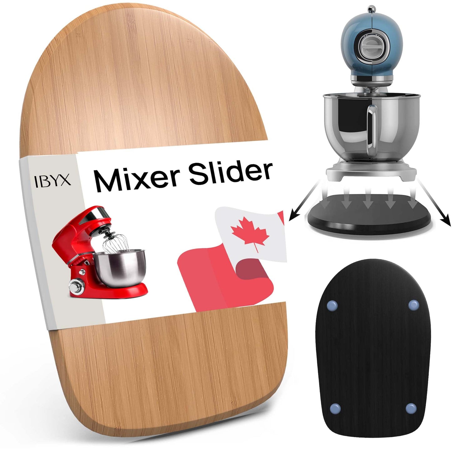 Ibyx Premium Bamboo Mixer Slider for KitchenAid 4.5-5 Qt Tilt-Head Stand Mixer - Food-Grade Appliance Slider Mat for Kitchen Countertop Storage Accessories (Natural)