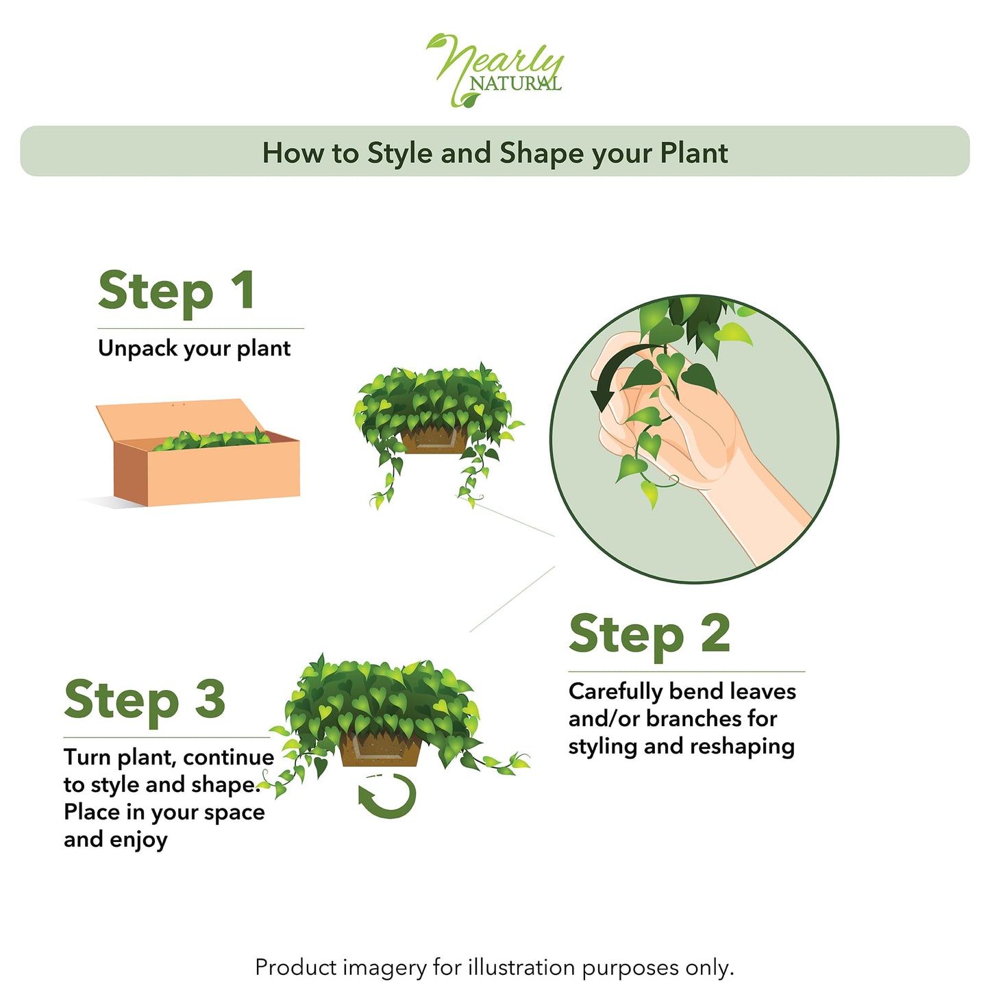 Nearly Natural 34in Artificial Pothos Ivy Plant with Ledge Basket Faux Trailing Cascading Greenery for Indoor Home Decor