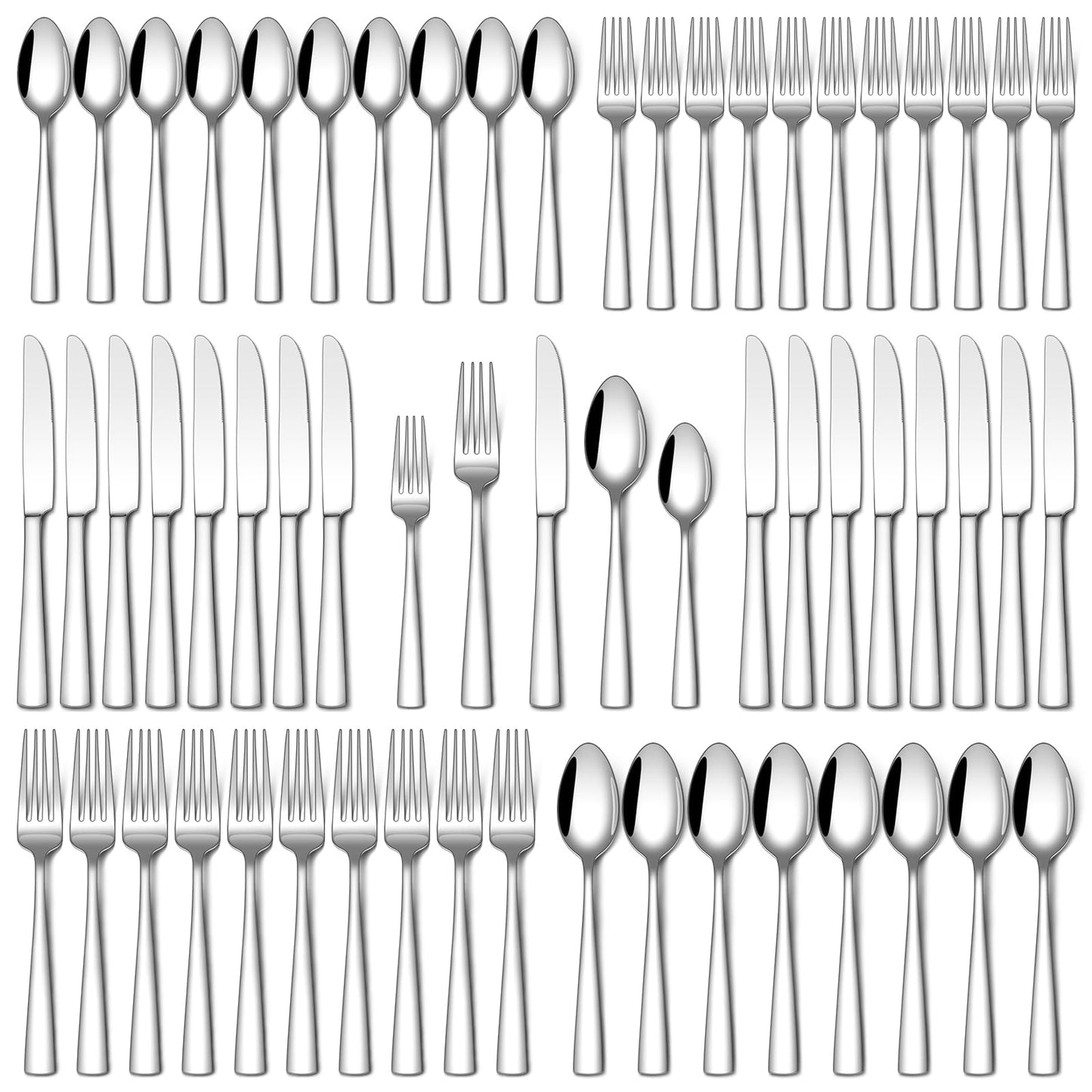 Stapava 60 Piece Silverware Set, Food-Grade Stainless Steel Flatware Sets for 12 Mirror Polished Cutlery Utensil Sets Include Dinner Knives Spoons and Forks Set Dishwasher Safe for Home Restaurant