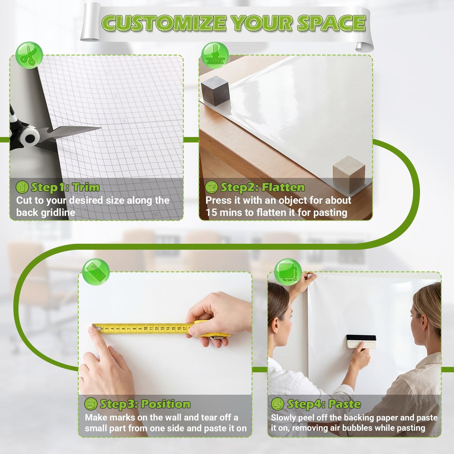 AFMAT Whiteboard Sticker for Wall, 48" x 36" White Board Paper, Super Sticky Dry Erase Wallpaper, Peel and Stick Dry Erase Board with 3 Markers, No Ghosting Whiteboard Paper for Home Office Classroom