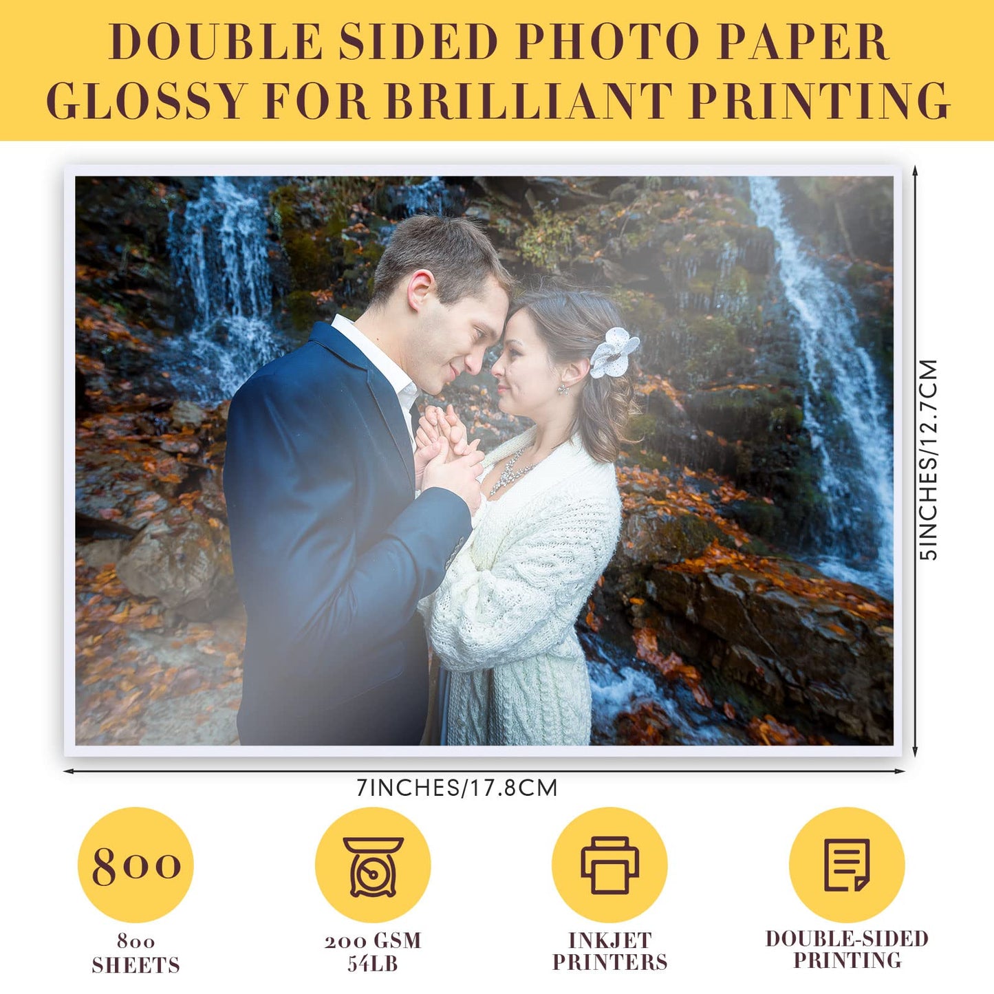 Fainne 800 Sheets Photo Paper 5x7 in Glossy Double Sided 54lbs 9.5mil 200gsm Photo Paper Glossy Card Stock for Inkjet Printing Printer Making Pictures Calendar Greeting Card Printing