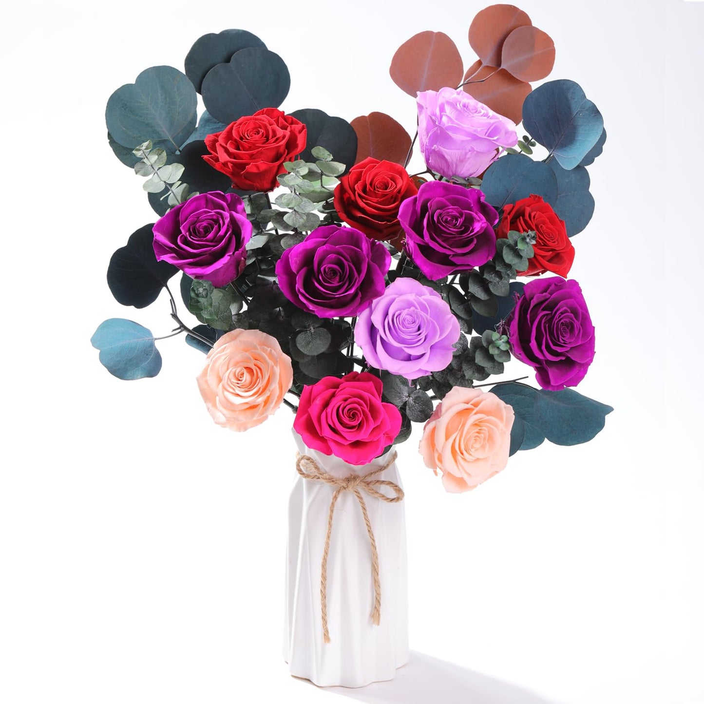 Lovenfold Flowers for Delivery Birthday Flowers Gift for Her,Preserved Flowers Bouquet 12 Roses Mixed Bouquet,Rose Gifts for Women Mom Grandma(Mixed 12 Purple-A Roses)