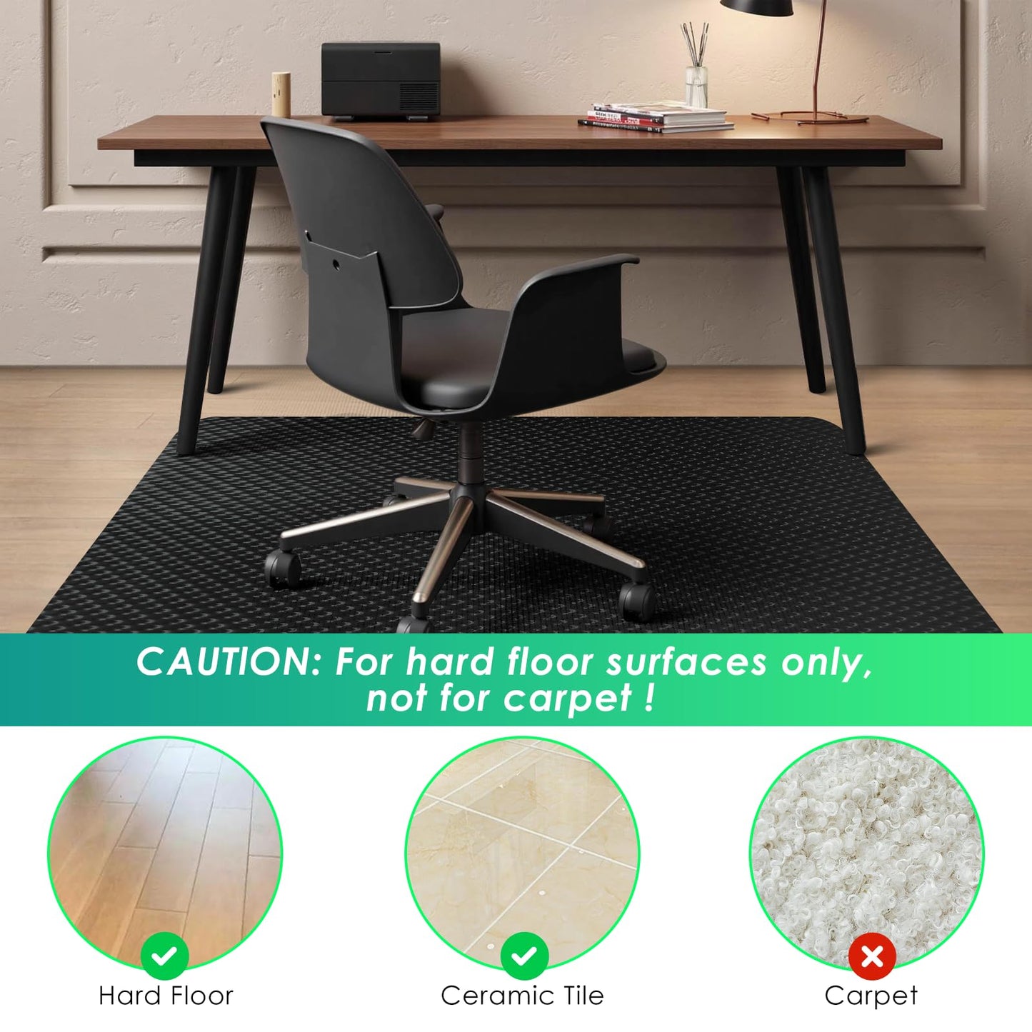 Vicwe Gaming Chair Mat for Hard Floor,46" x 60" Computer Chair Mat for Tile Floor,Anti-Slip Hard Floor Protector Rolling Chair for Office Home