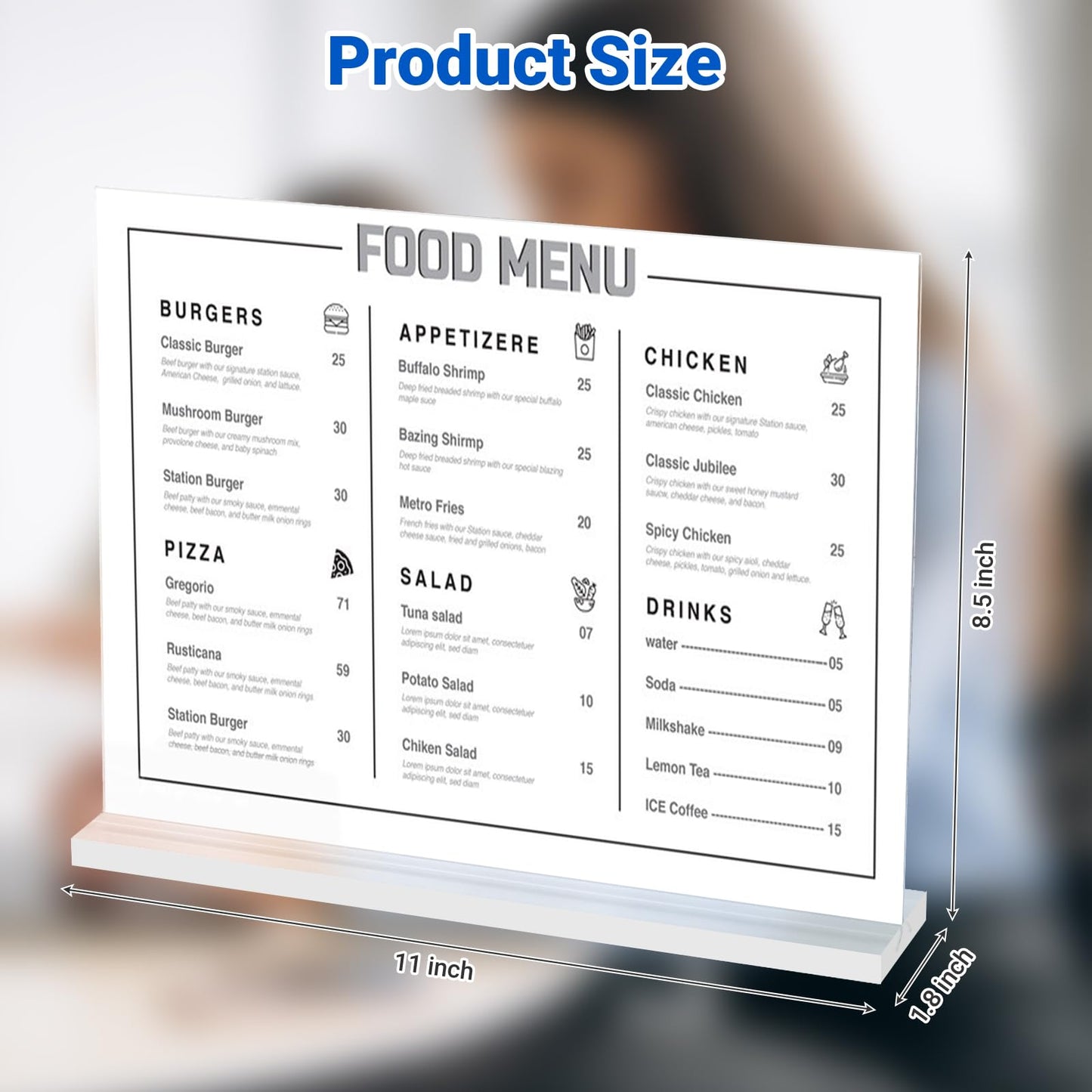 12 Pack Acrylic Sign Holder 11 x 8.5 Horizontal, Double-Sided Clear Sign Holder Plastic Stands for Display, T Shape Acrylic Table Sign Stands for Office Store Restaurants Wedding Party Decoration