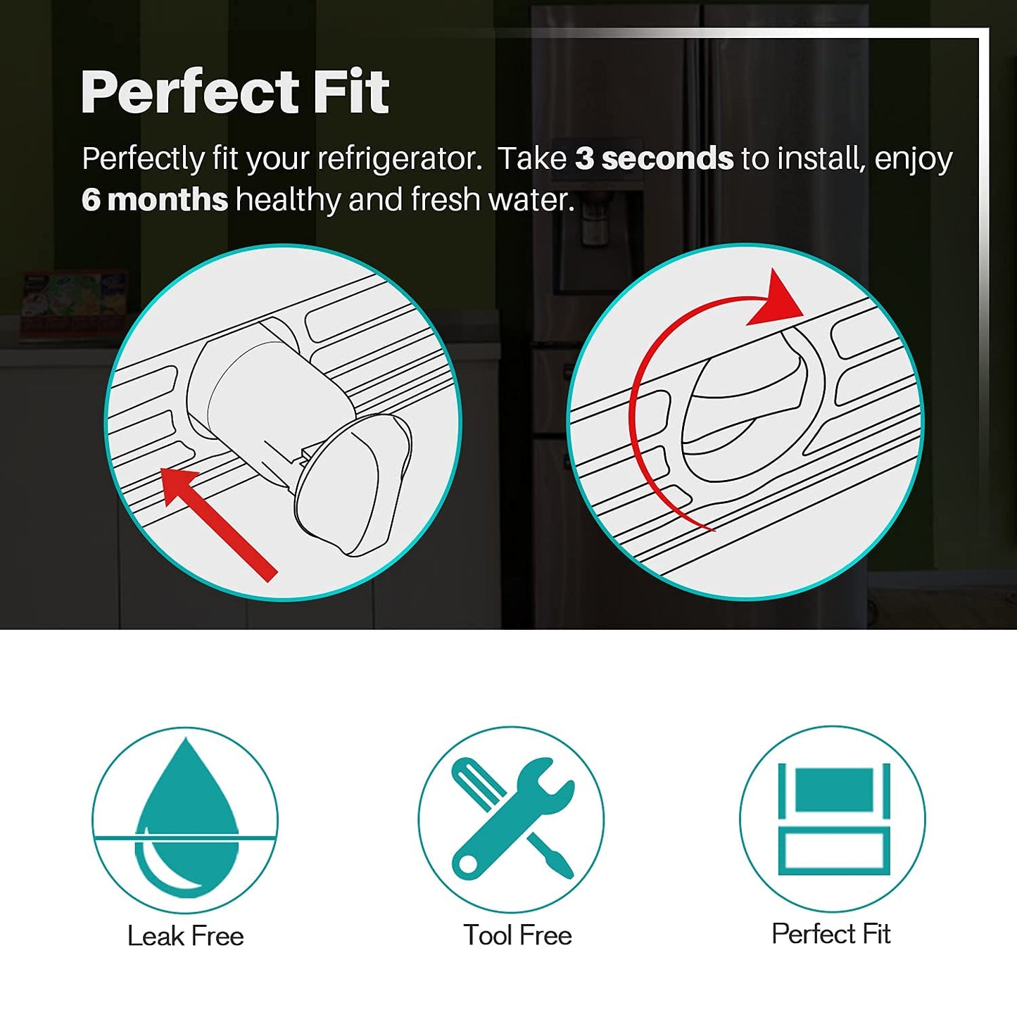 ICEPURE PLUS NSF53&42 Refrigerator Water Filter Replacement for Whirlpool 4396508 4396510, Everydrop EDR5RXD1, Filter 5, 4392857, WF285 PNL240V 4396918 9010 WF-NL300 WF-L500 RWF0500A RWF0500AH 2PACK