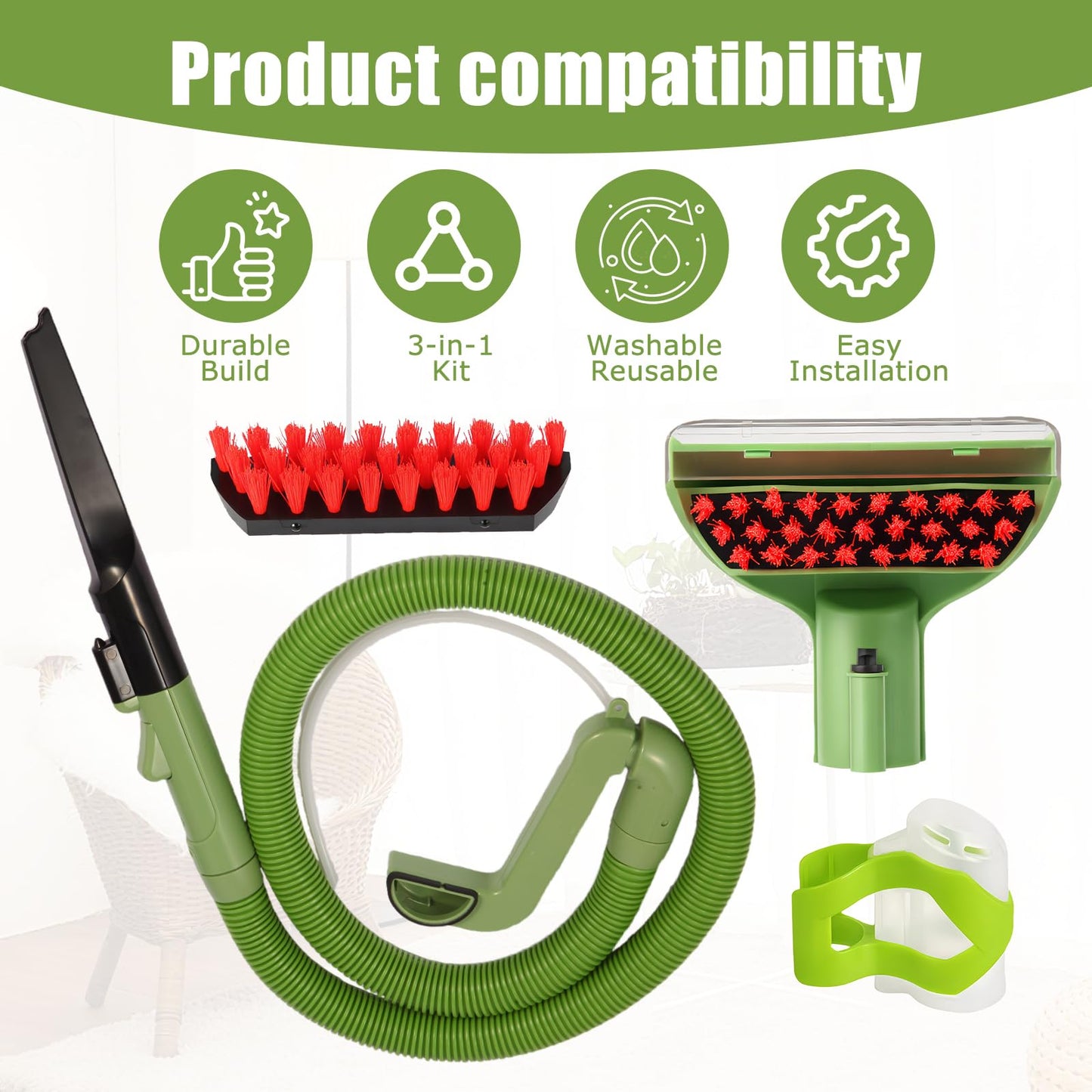 Upgraded 1400B Little Green Machine Hose and Handle for Bissell 1400B 1425 1400M 3353 3369 Replacement Parts 5.3in Cleaning Brush, Cleaning Tool, Gap Brush, Cleaning Hose Component Part Number 2037152