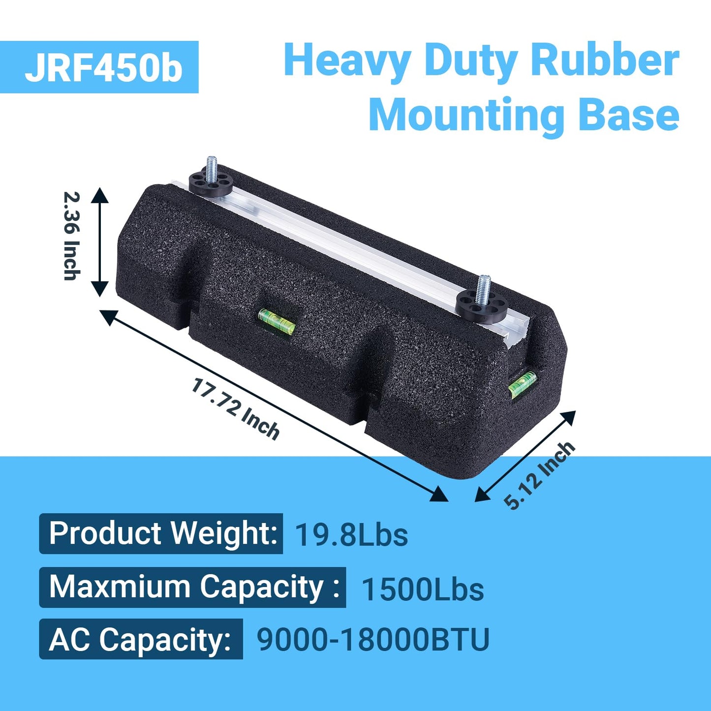 WISSCOOL Floor Mounting Base Kit Mini Split Air Conditioning Systems, Heavy-Duty Condenser Pad for AC Condensers Heat Pump System, Rubber Anti-Vibration Pads Outside 1500lbs 9000-18000BTU