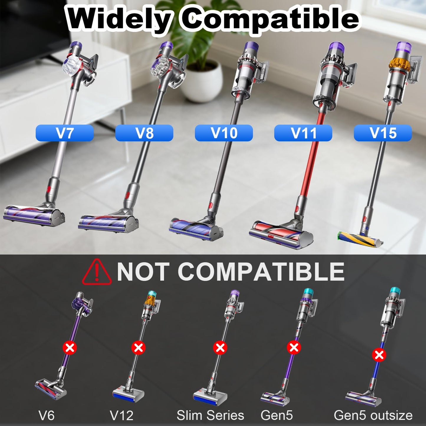 LED Fluffy Soft Roller Cleaner Head Replacement for Dy-son V7 V8 V11 Animal V15 Detect V10 Cyclone Vacuum, Upgrade Green Light Dust Detect Anti-Tangle Quick Release Brush Attachments Parts