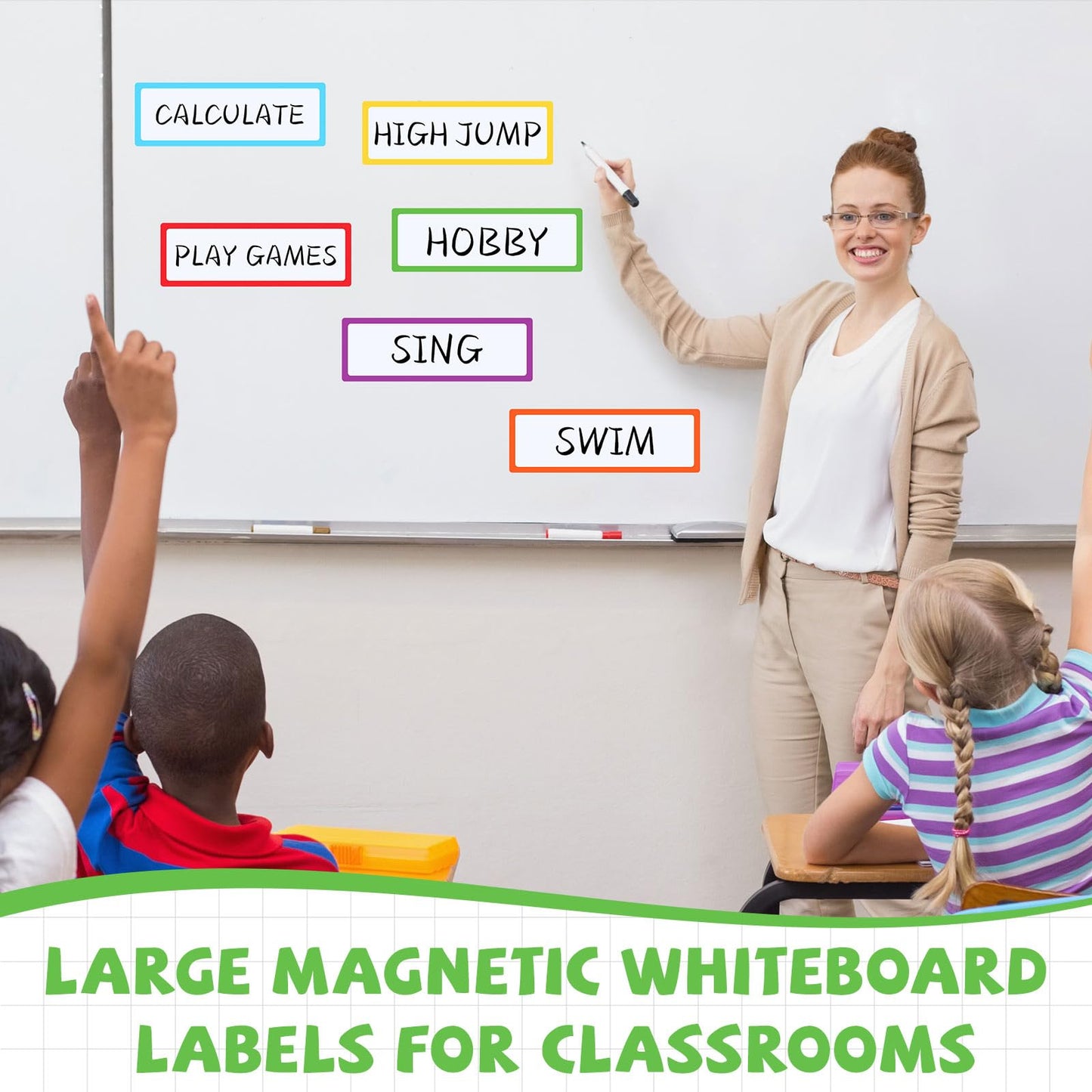 Trandraft 24 Pcs Large Magnetic Dry Erase Labels for Classroom, 12 x 4 Inch Rectangle Magnetic Name Plates Label Flexible Magnet Stickers for Whiteboards Refrigerator (Frame Style)
