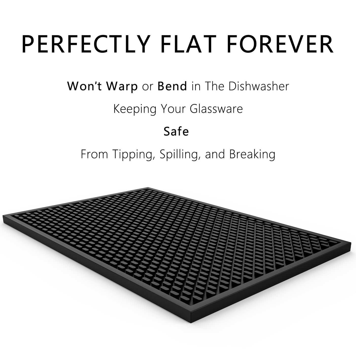 AXIESO Silicone Drip Mat - 1/2 Inch Thick, Heat-Resistant and Food Safe - Counter Top, Coffee Bar or Restaurant - Drying Mat for Glasses - 18x12 Inches
