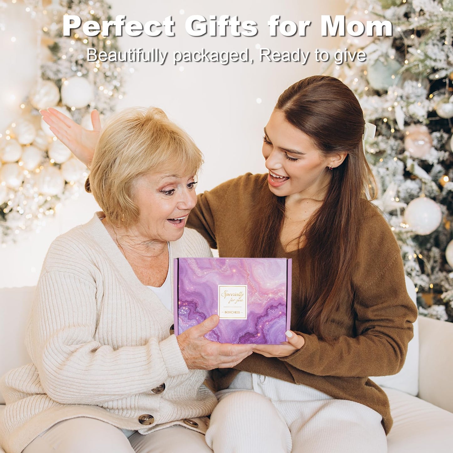 Mothers Day Gifts for Mom, Mom Birthday Gift Ideas Box from Daughter Son, Mommy to be After Birth, Best Mom Ever Tumbler Set Get Well Soon Self Care 7pcs Basket for Christmas, Thanksgiving