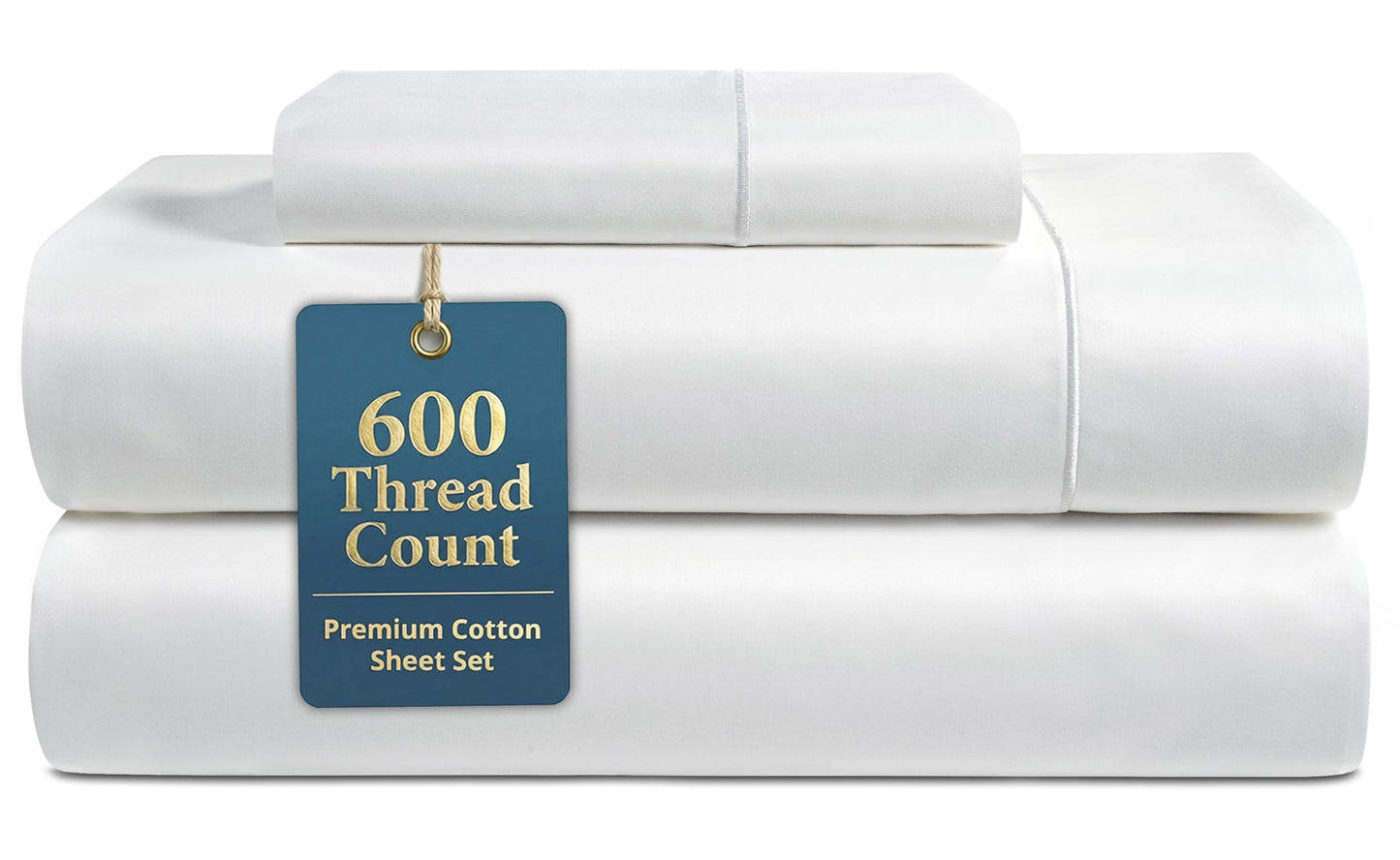LANE LINEN Twin Sheets Set - 600 Thread Count Premium Sateen Weave for Gentle Feel On Your Skin - 100% Cotton Sheet Set for Hotel Quality Softness - Fits Mattresses Upto 15'' Deep - White
