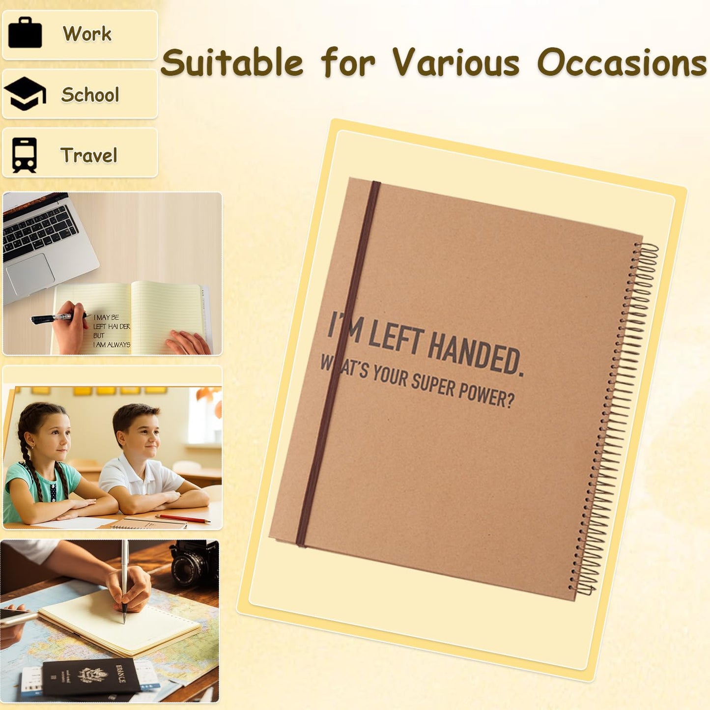 Urby Left Handed Notebooks College Ruled, 160 Pages 1 Subject, Hard Cover, Size 11" X 9", Ideal Gifts For Left Handed People. (Premium Paper 4 Pack)