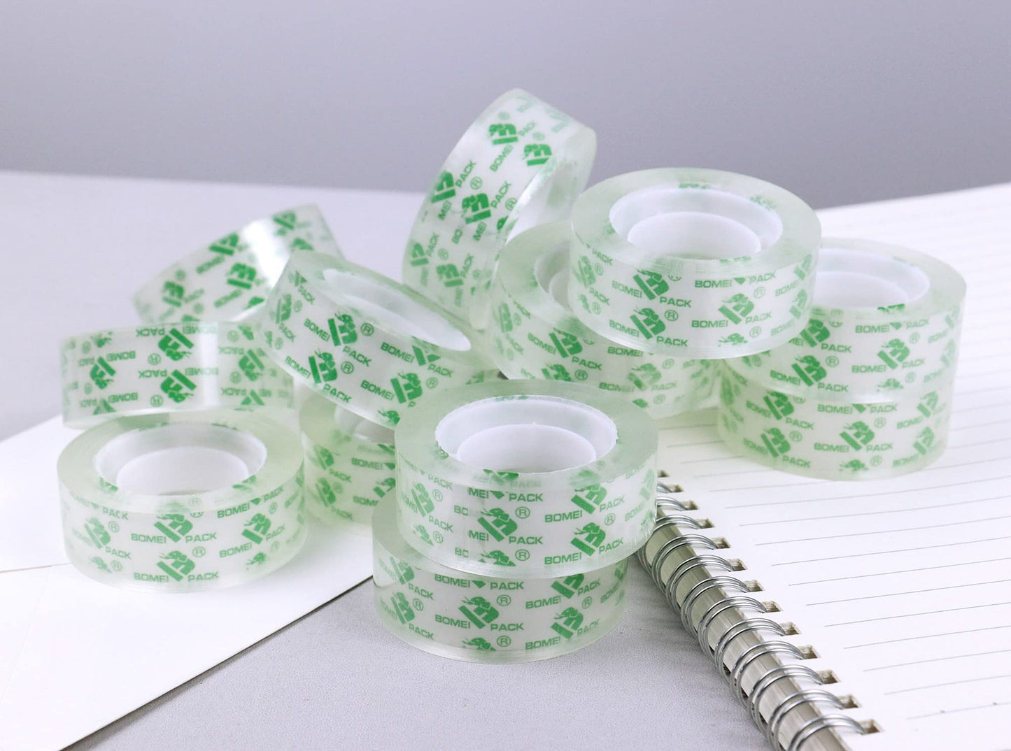 BOMEI PACK 192Rolls Crystal Clear Tape Refills for Dispenser, Bulk Office Transparent Tape for Home and School, 3/4Inch x 1000 inch