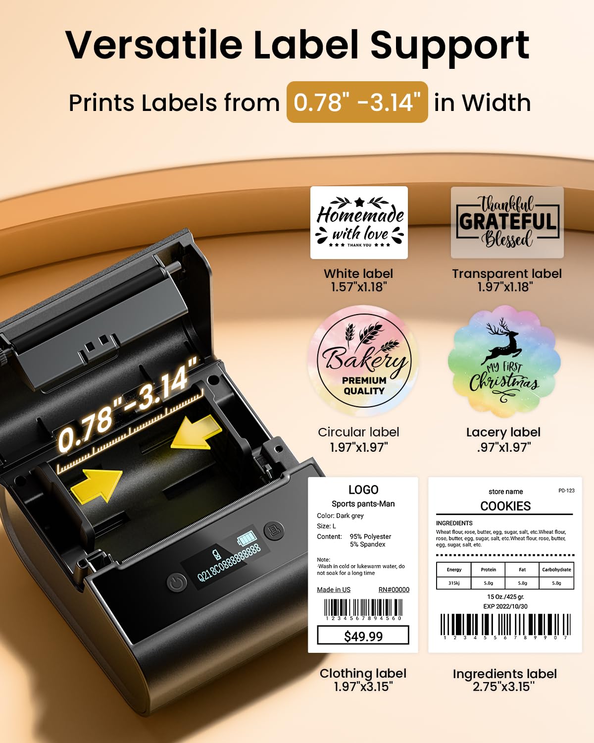 Phomemo Label Printer,M260 Label Maker Machine with Tapes, 3 Inch Portable Thermal Label Maker for Small Business, Home,Address,Office Organization,Logo Sticker Printer for Phone & PC
