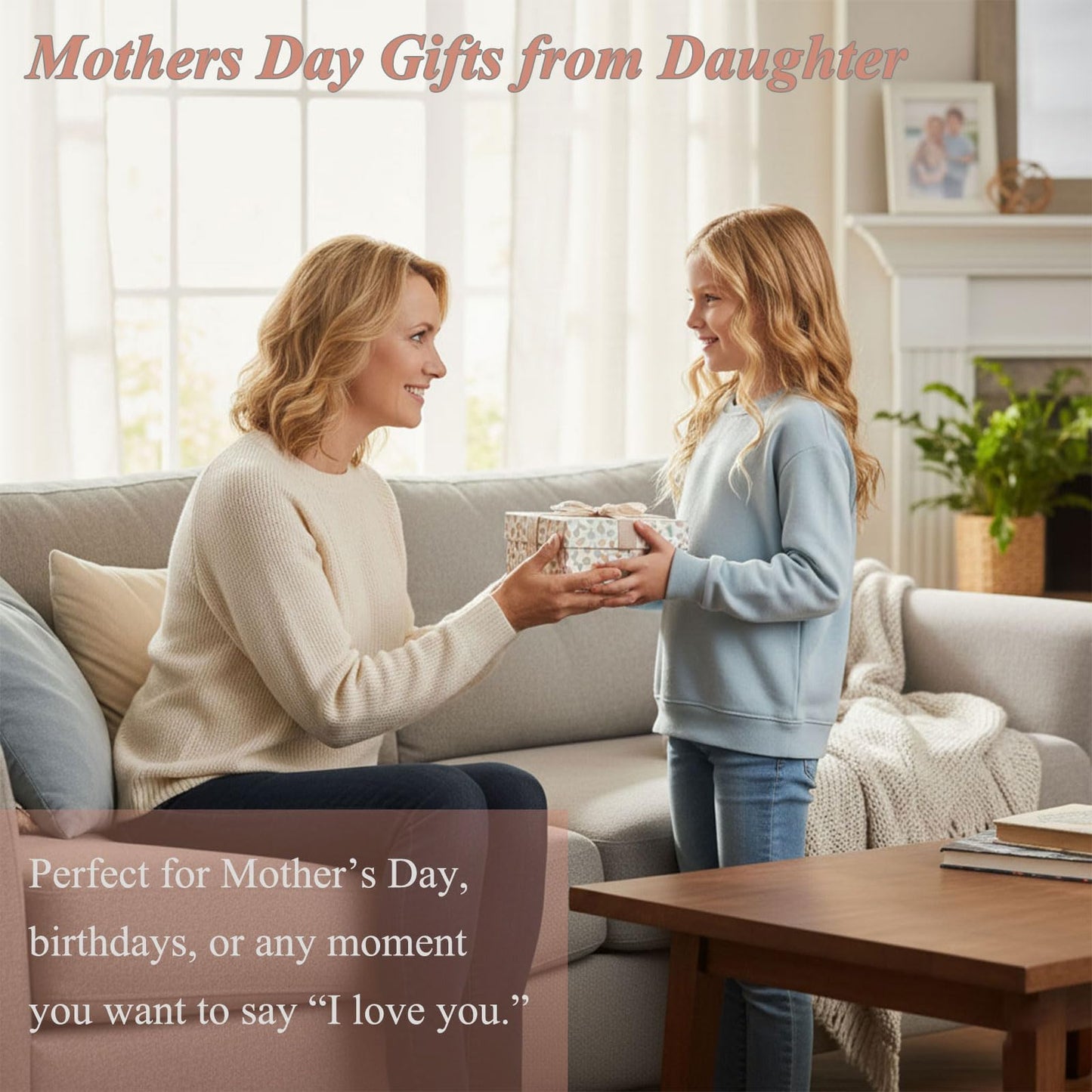 NAN ZAI NAN FANG Gifts for Mom from Daughter Mother Daughter Figurine 5.5" Resin Hand-Painted Sculpture Mothers Day Birthday Thanksgiving for Moms Home Decor Figurines