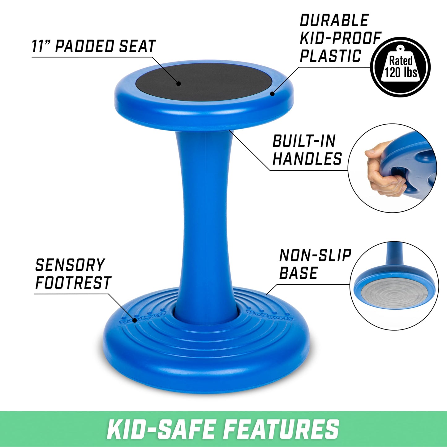 GoSports 18 Inch Wobble Chair - Sensory Stool for Active Kids - ADHD Chair for Classrooms or Home
