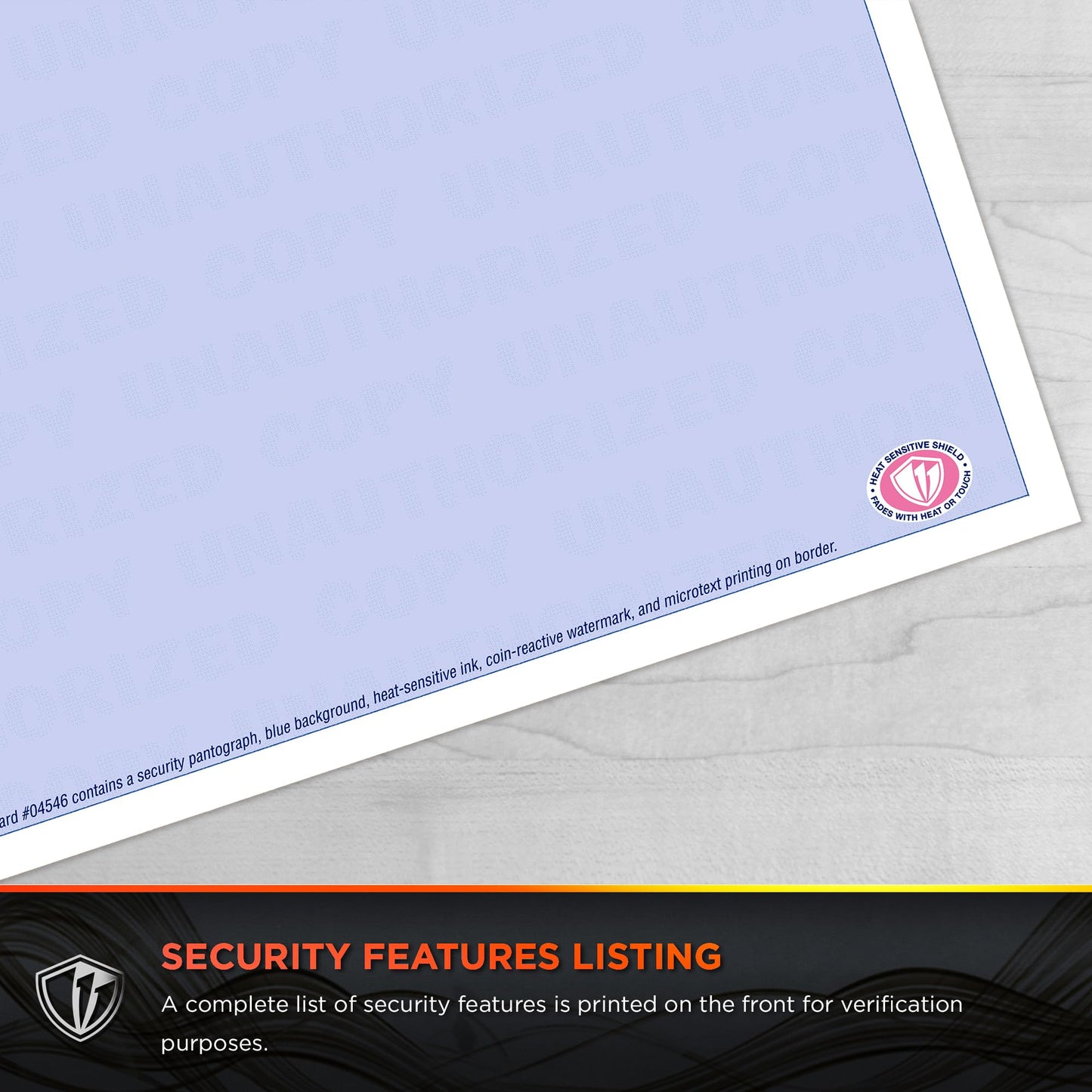 DocuGard Advanced Blue Multi-Purpose Security Paper - Fraud Prevention - 7 Security Features - Laser & Inkjet Printer Compatible - 8.5" x 11“ - 24 lb - 500 Sheets (04546)