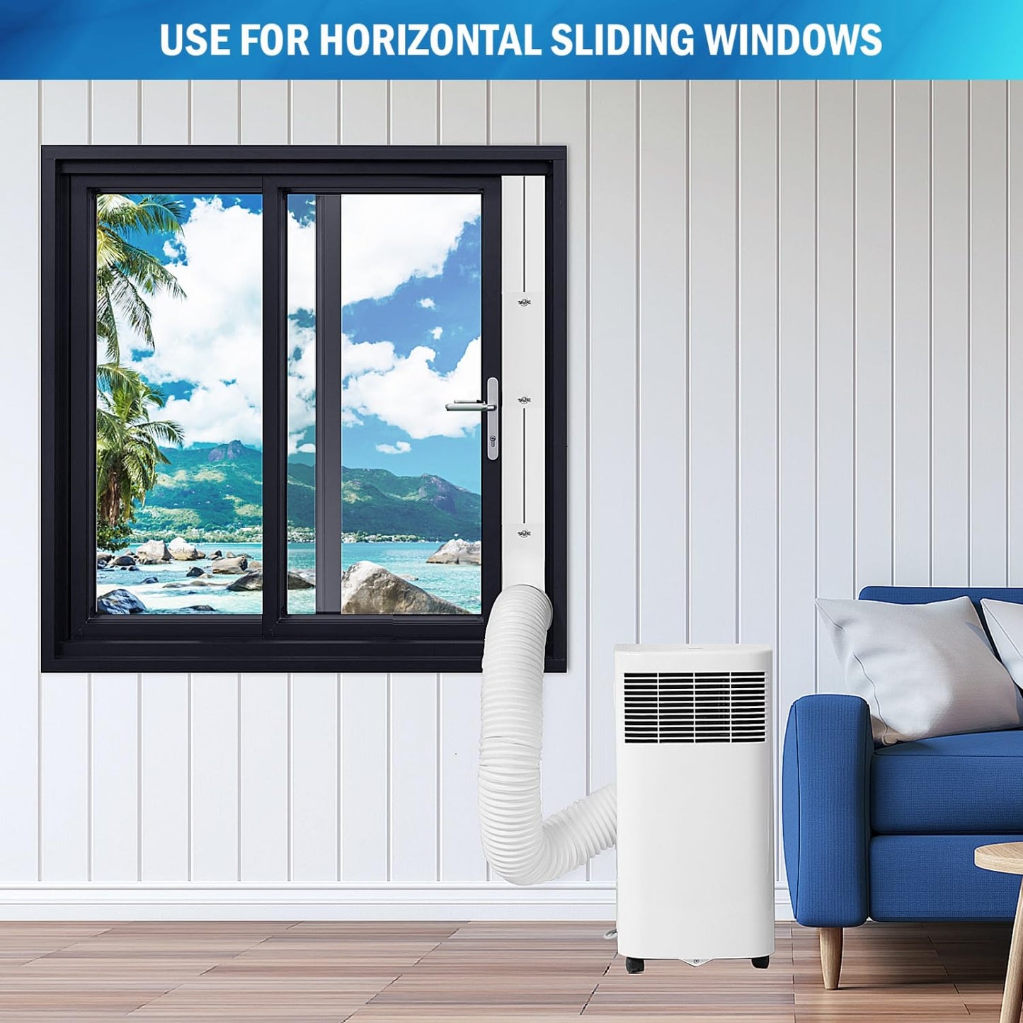 YoleShy Portable Air Conditioner Window Kit with Coupler Adjustable Window Seal for AC Unit, Sliding AC Vent Kit for Exhaust Hose, Universal for Ducting with 5.9 Inches Diameter