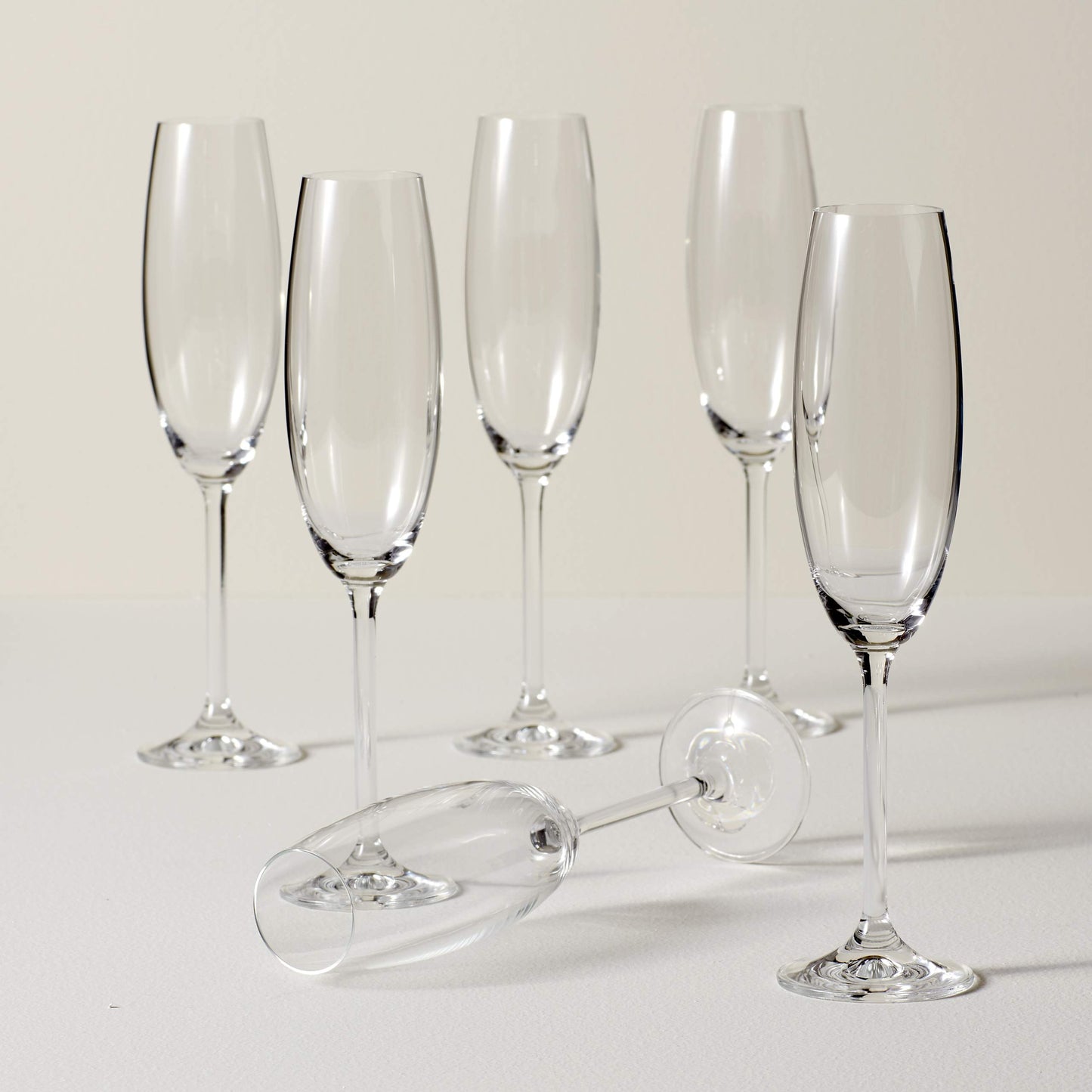Lenox Champagne Flutes, Tuscany Classics 8 Oz Champagne Glasses Set of 6, 1.5 x 10-inch, Clear European Glass, Stemware, Dishwasher Safe, Wedding Decor, New Years, 8 Oz Flute Glasses (6-Piece)