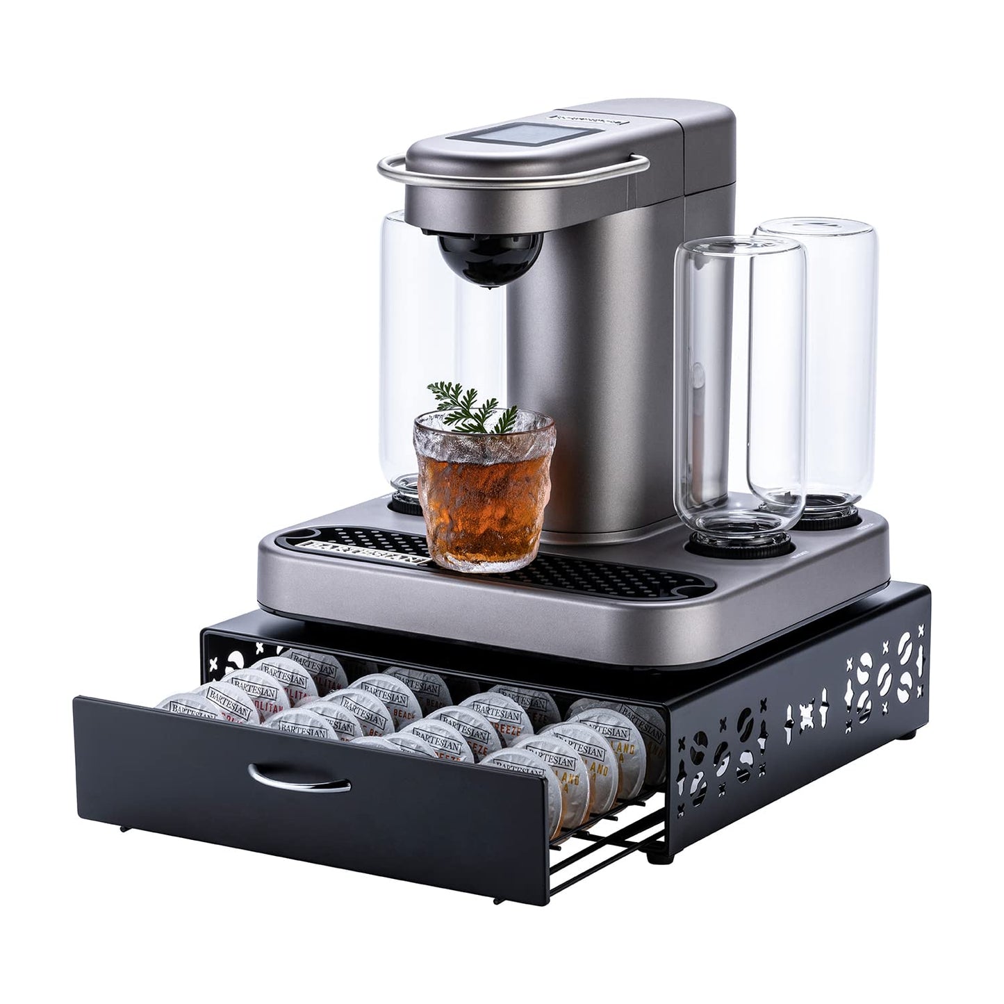 FlagShip for Bartesian Pod Holder Cocktail Pod Storage bartesian Capsule Organizer Bar Design And Cocktail Machine Stand Black Metal(40 Pods Capacity)