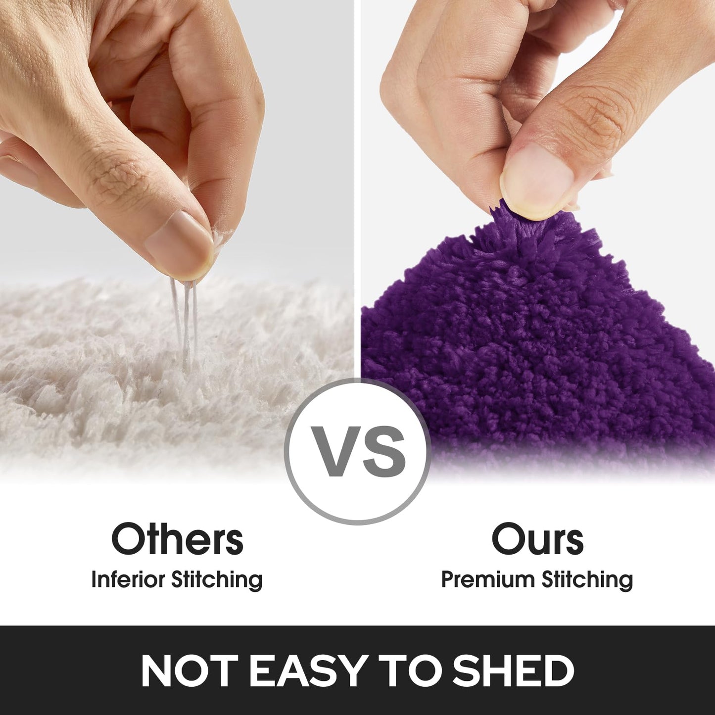 HOMEIDEAS Purple Bathroom Rugs Sets, 2 Piece Super Soft and Absorbent Non Slip Microfiber Machine Washable Bath Mats for Purple Bathroom Decor, 20" x 32" + 16" x 24"