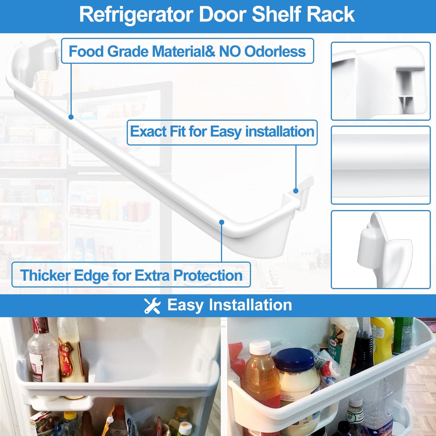 UPGRADED 240535201 Refrigerator Door Rack Bar Replacement Compatible with Frigidaire Kenmore Refrigerator Door Shelf Replacement Parts AP3214686, AH734991,FRT17B3AZB, LFHT1513LW0,FRT15 Door Shelf Rack